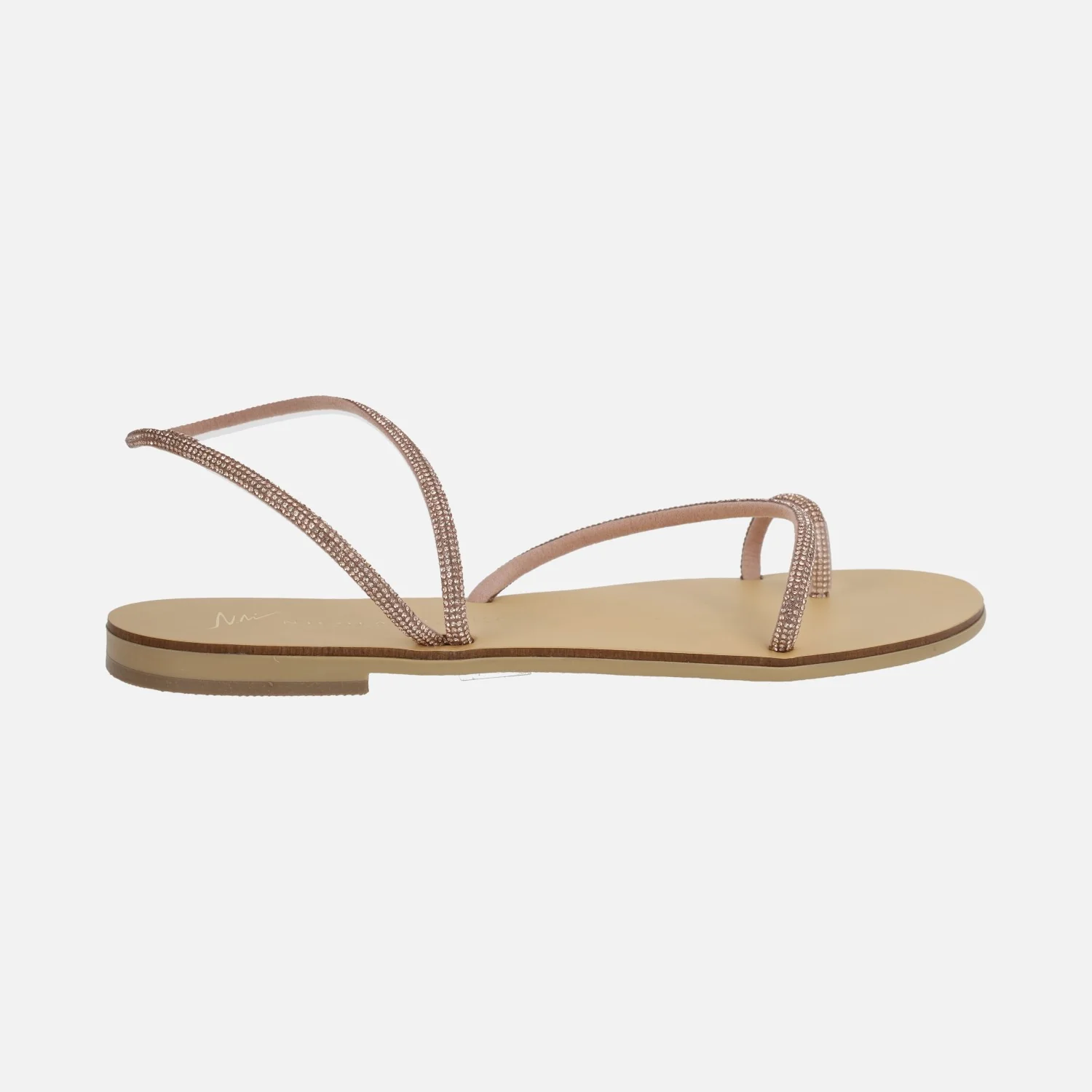 Sandalias planas con tiras de strass