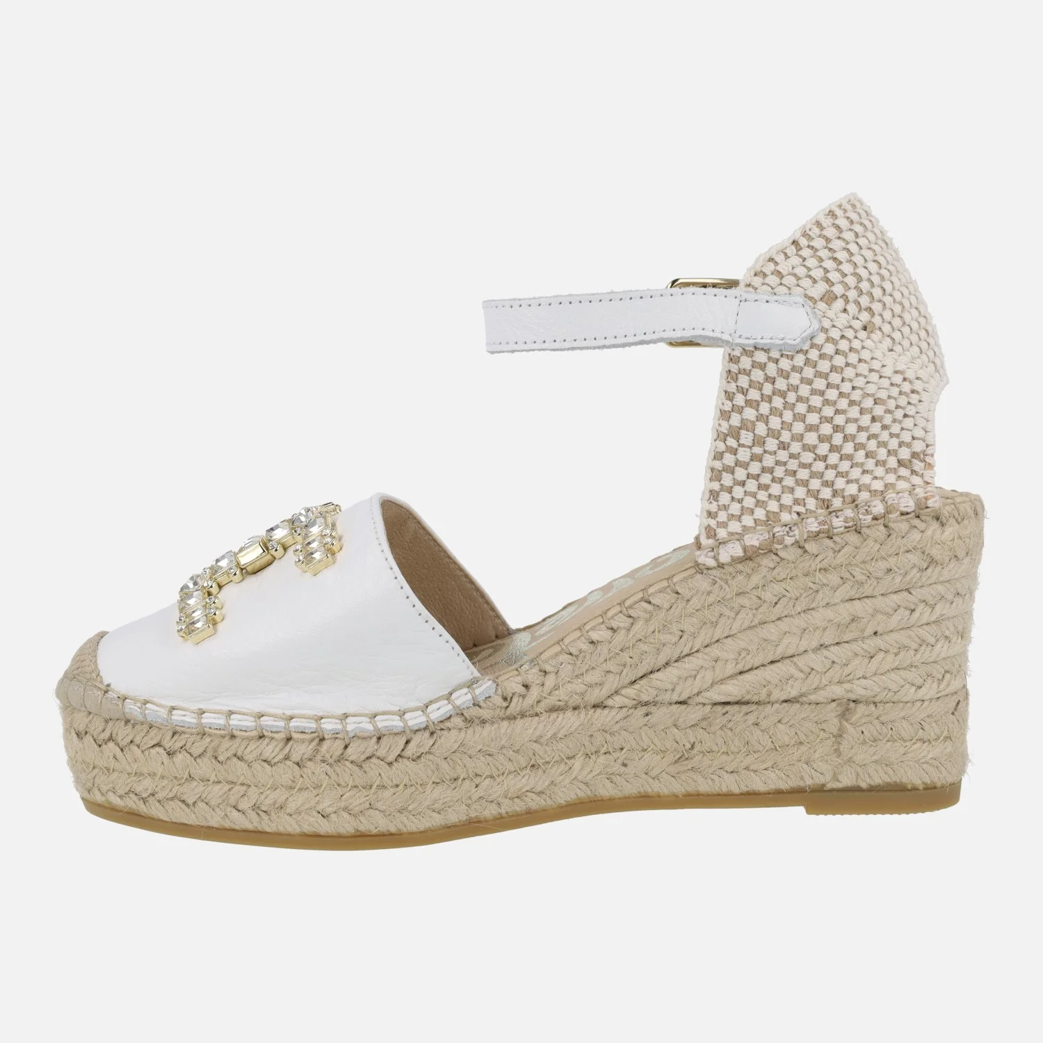 Alpargatas blancas de piel con adorno de pedrería - Image 3