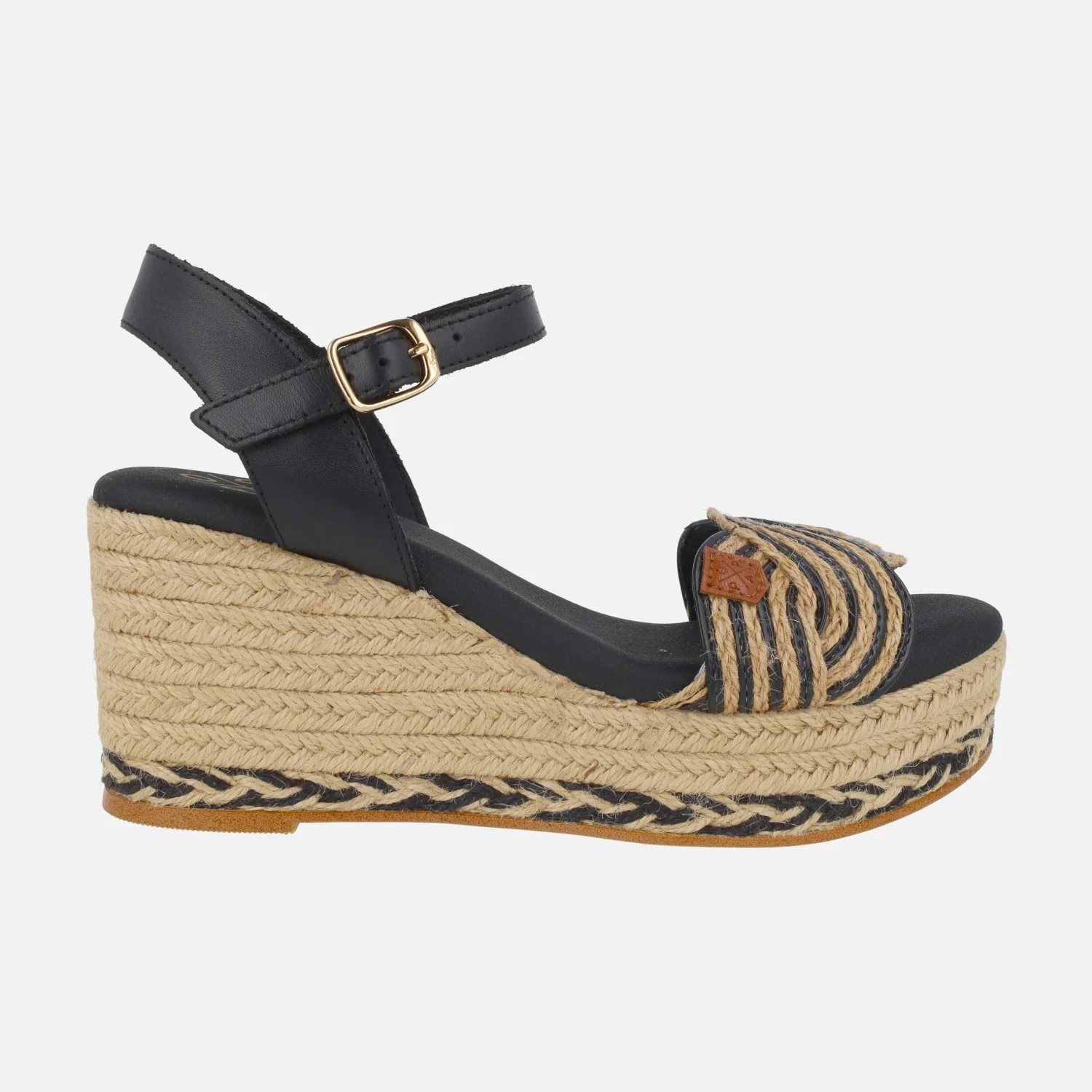 Alpargatas de cuña alta Garua en combinado negro