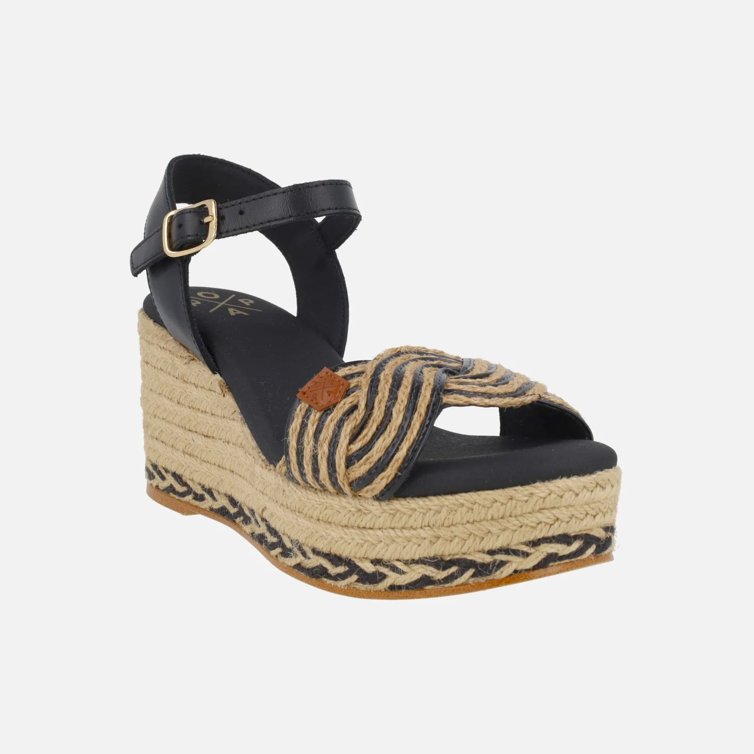 Alpargatas de cuña alta Garua en combinado negro - Image 3