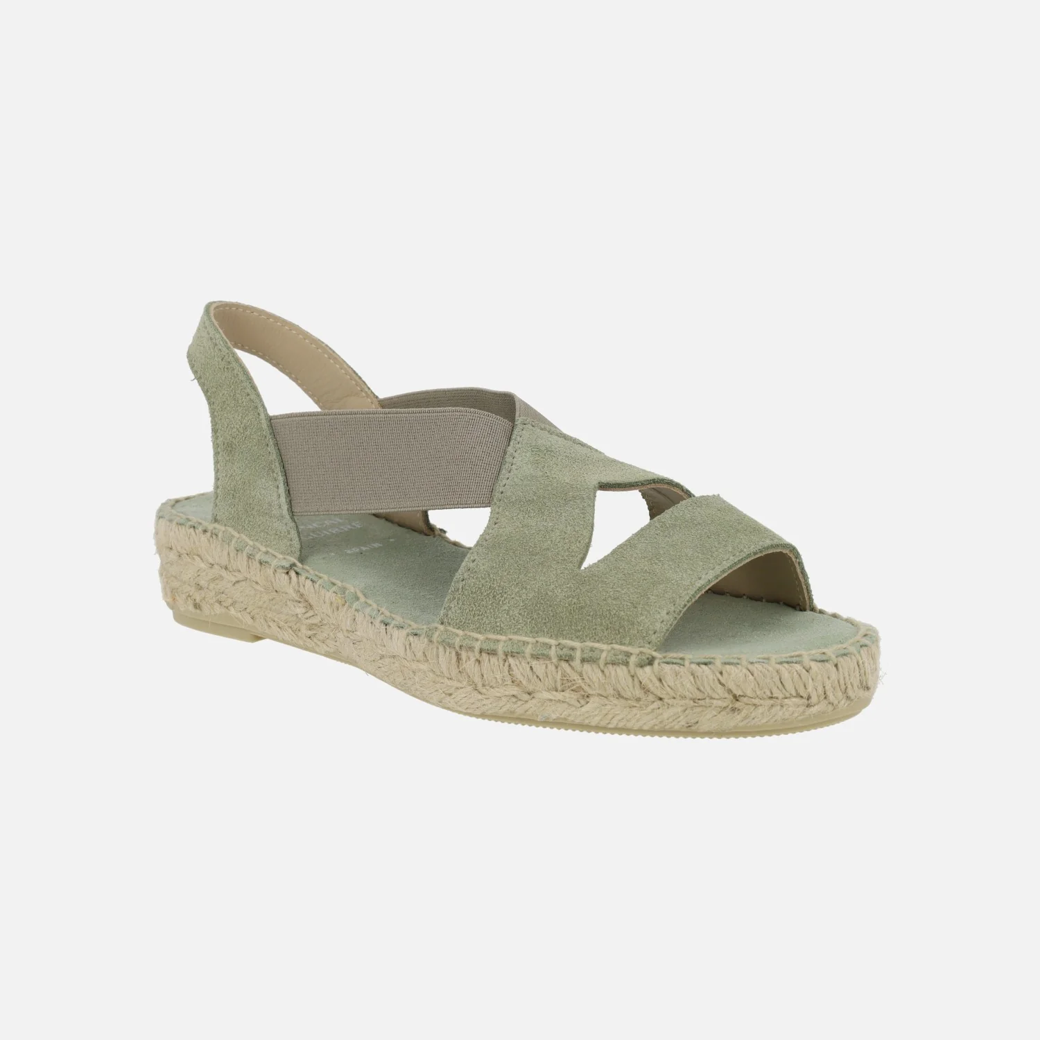Alpargatas de piel serraje con elásticos y cuña baja - Image 8