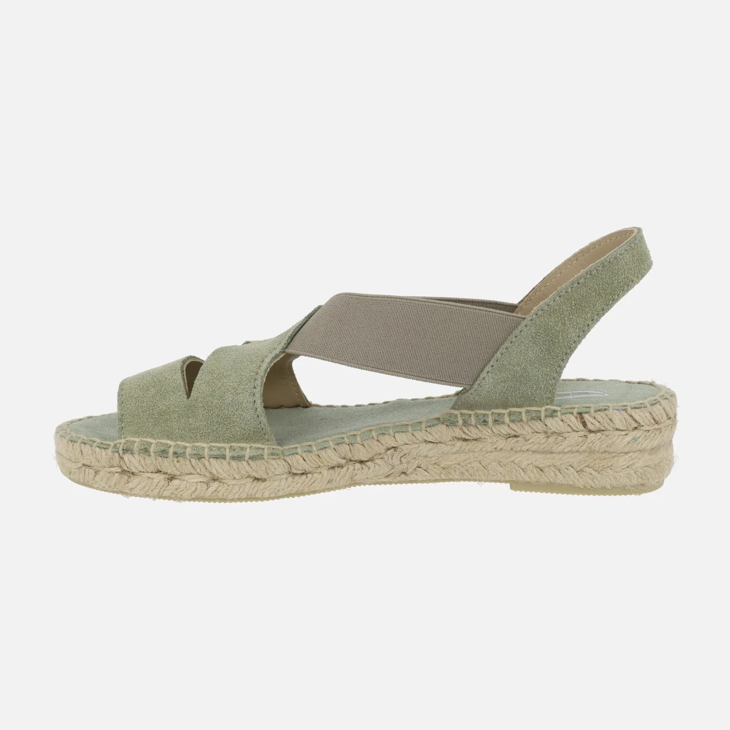 Alpargatas de piel serraje con elásticos y cuña baja - Image 9