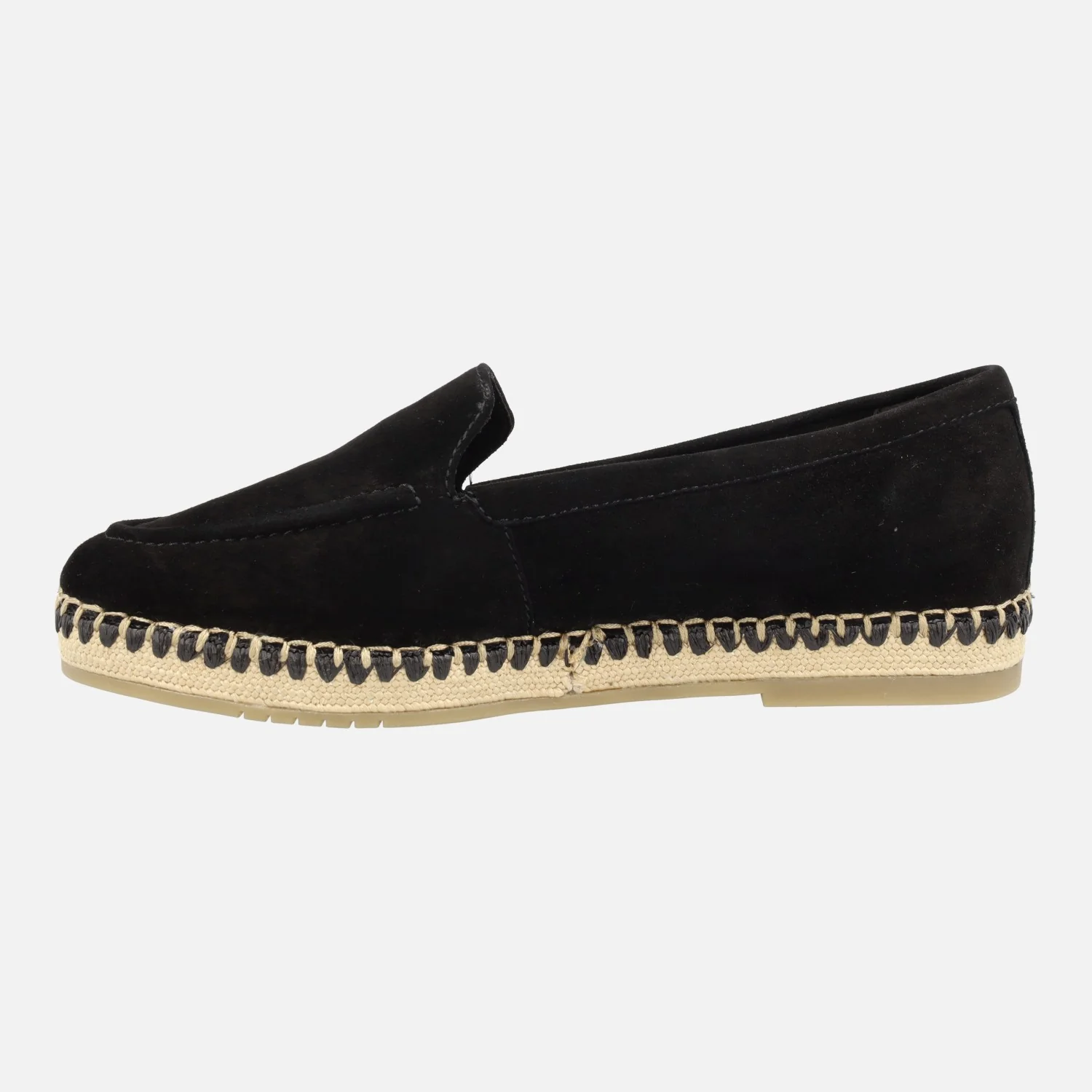 Alpargatas negras de ante con piso beige con detalles negros - Image 3