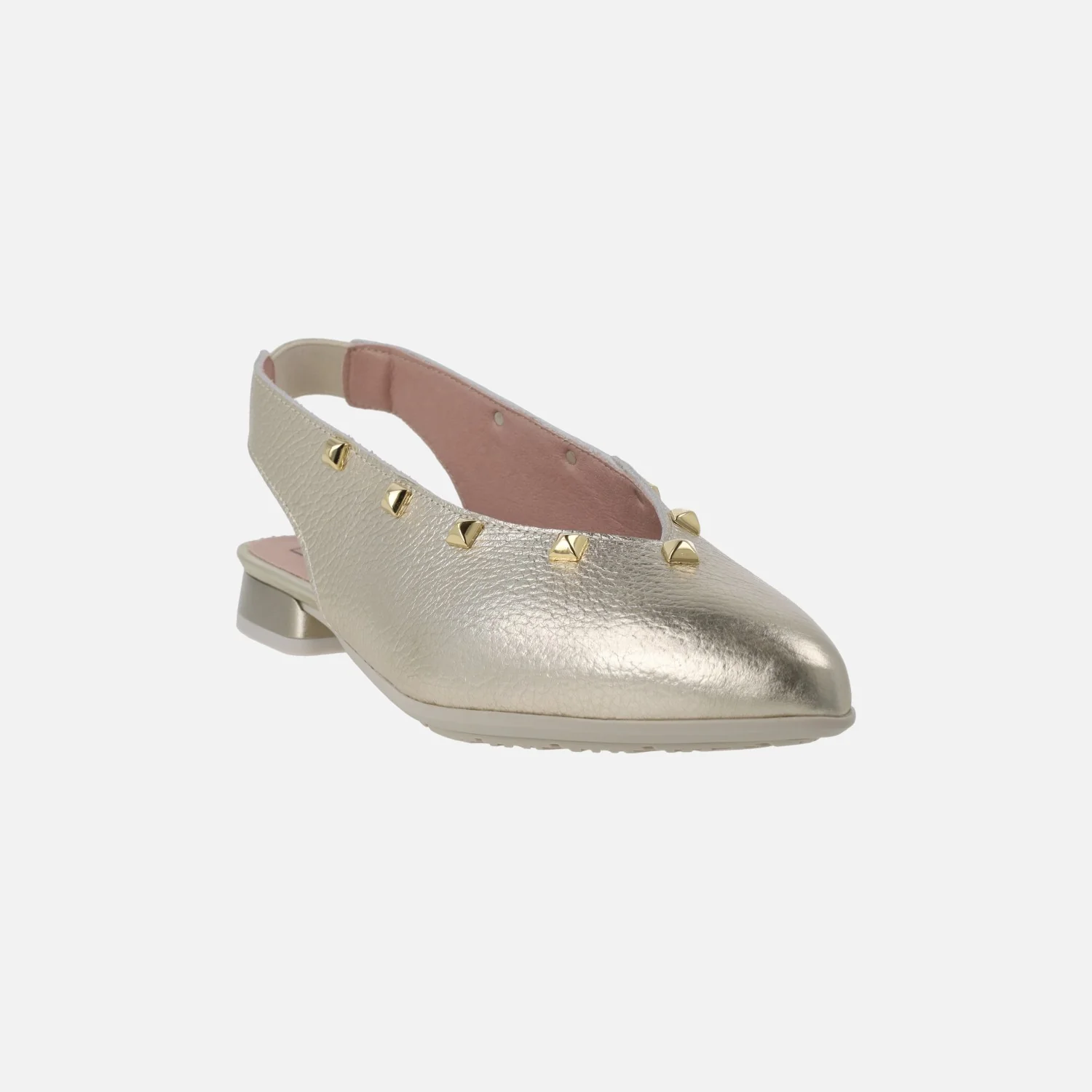 Bailarinas de piel destalonadas con tachas doradas - Image 2