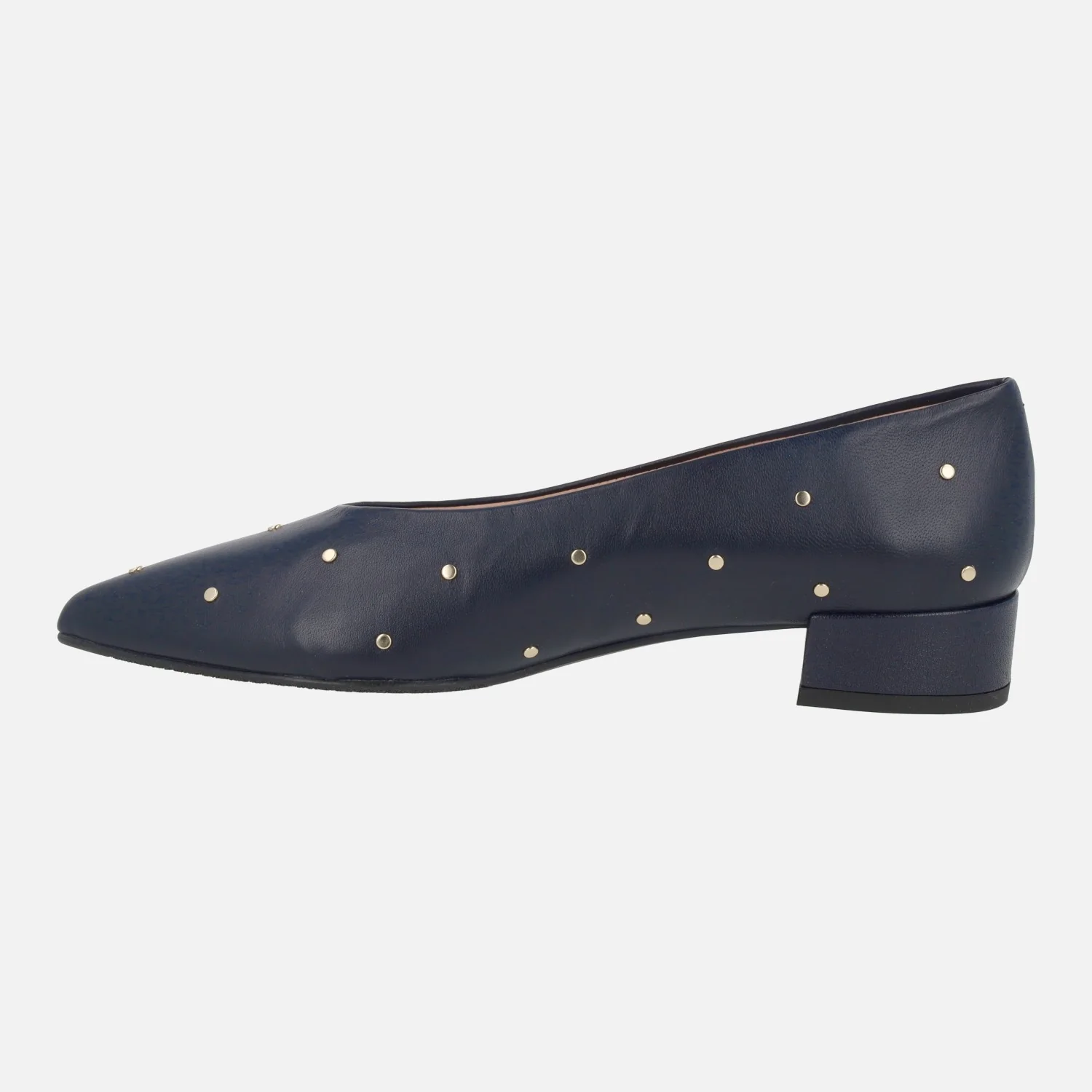 Bailarinas de piel en azul marino con tachas doradas - Image 3