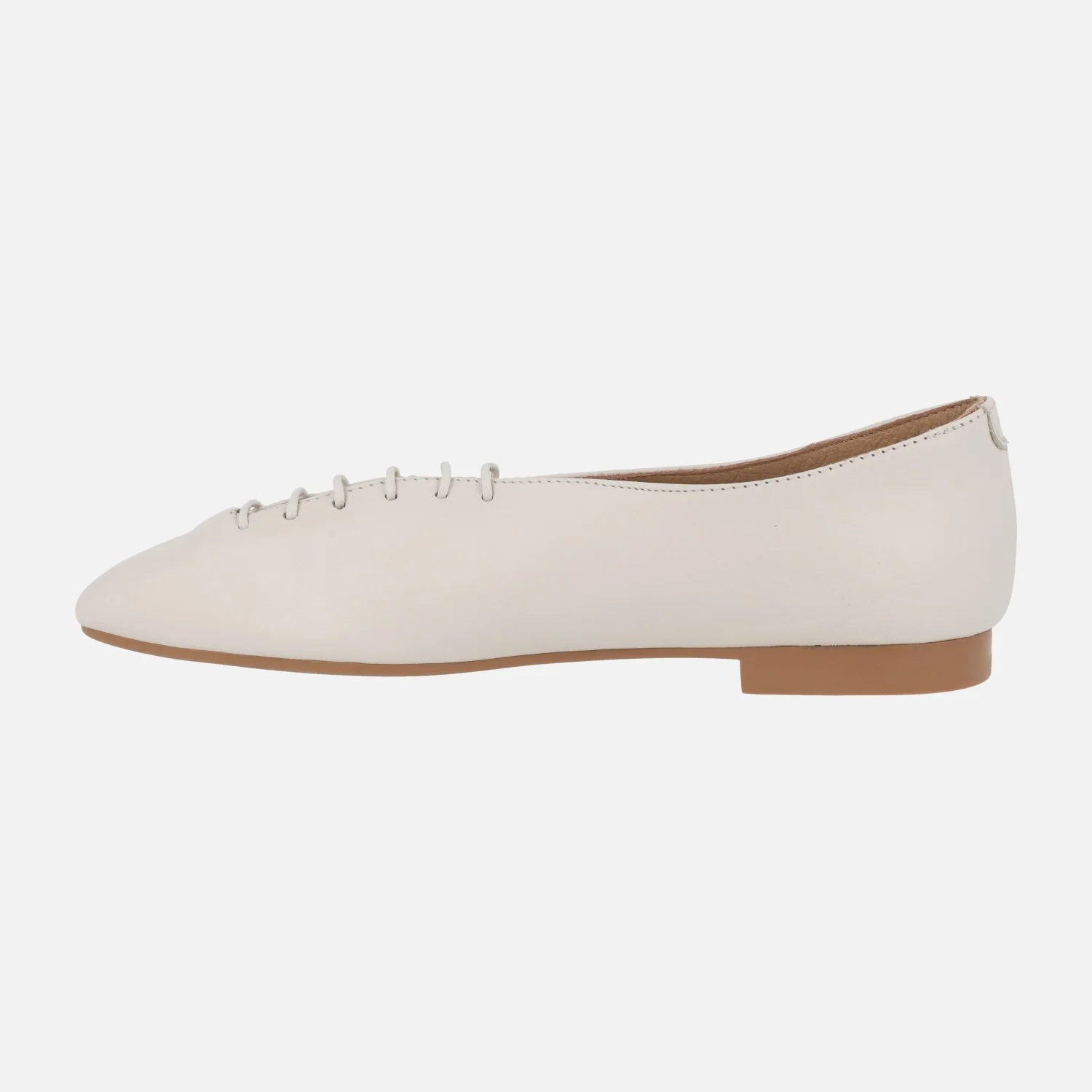 Bailarinas de piel en color blanco roto con cordones - Image 3