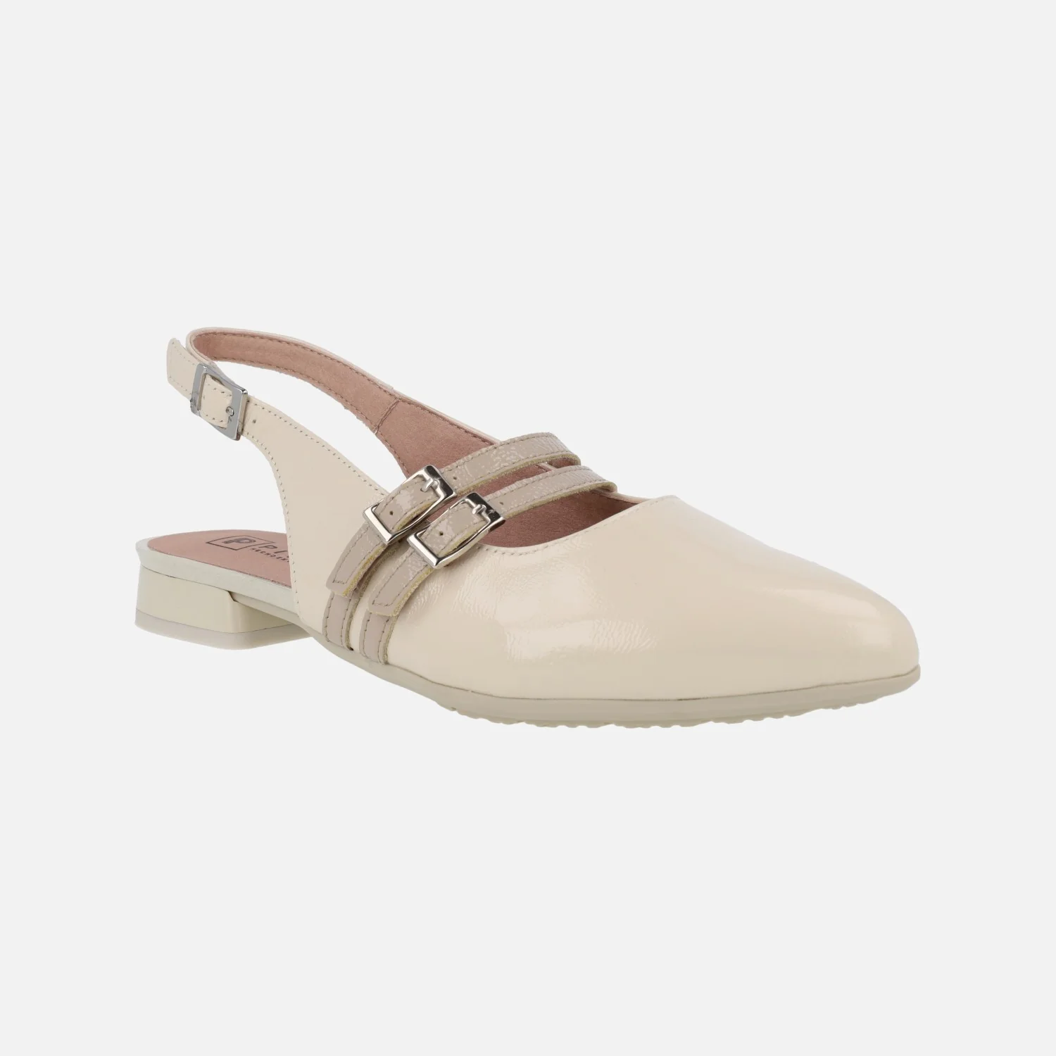 Bailarinas destalonadas en charol beige con pulseras en taupe - Image 3