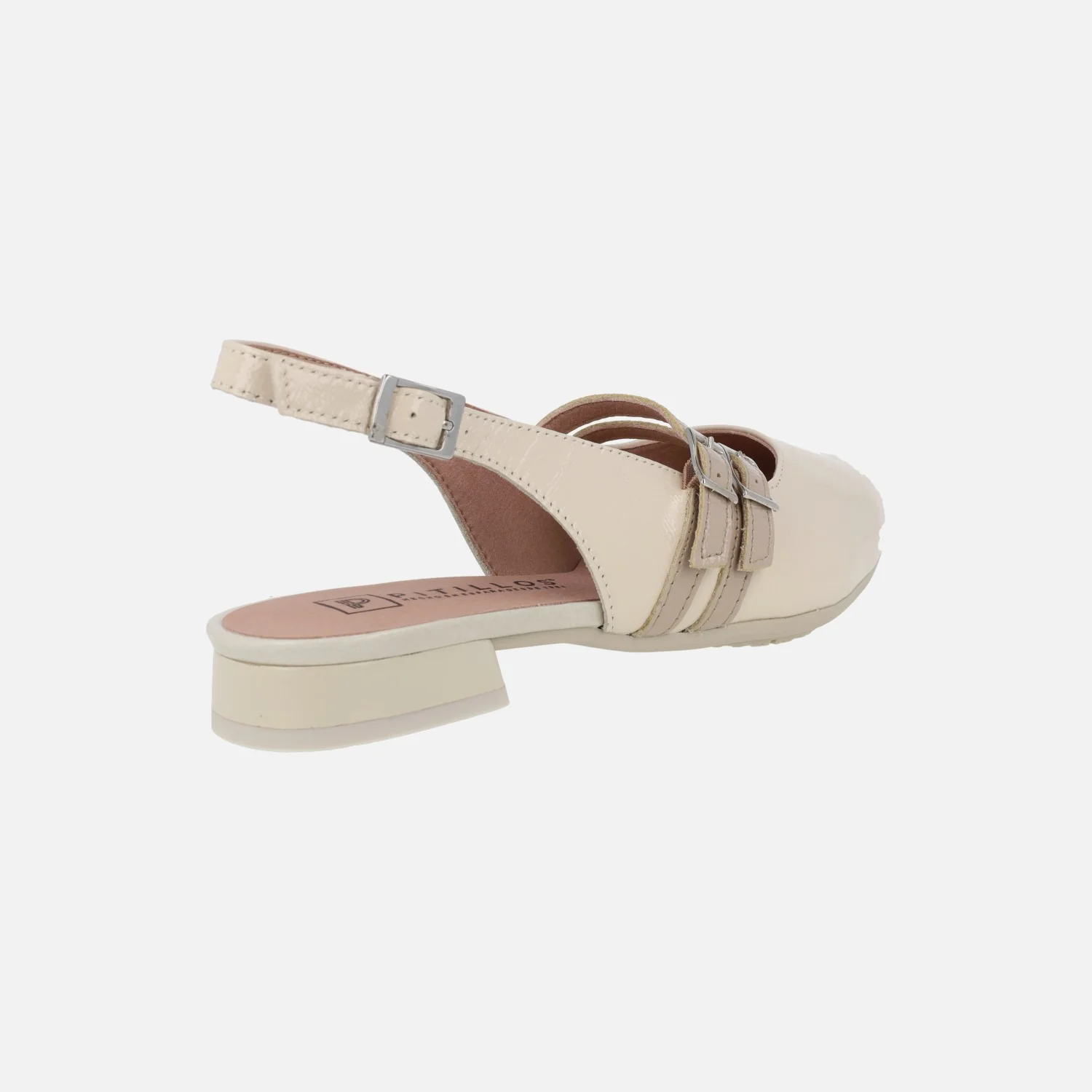 Bailarinas destalonadas en charol beige con pulseras en taupe - Image 5