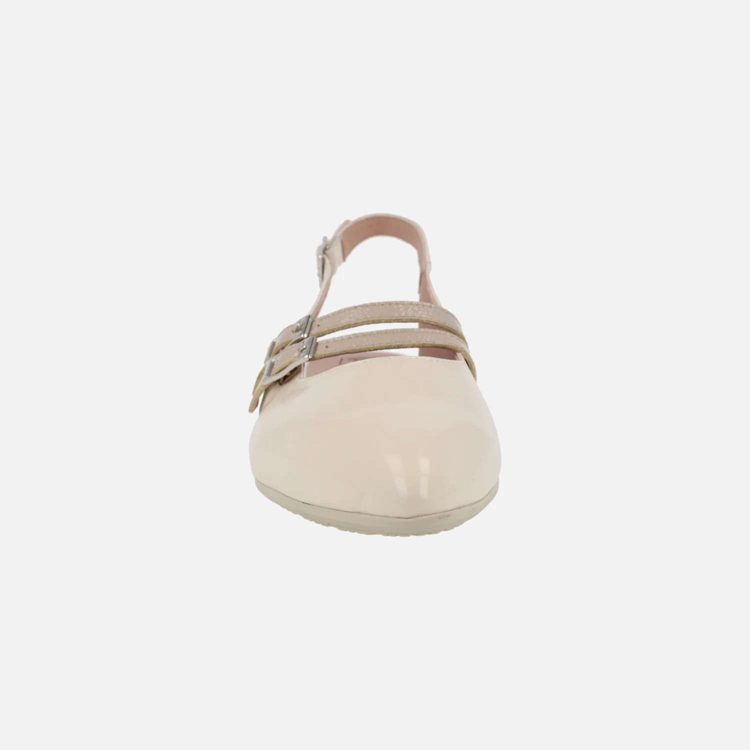 Bailarinas destalonadas en charol beige con pulseras en taupe - Image 6