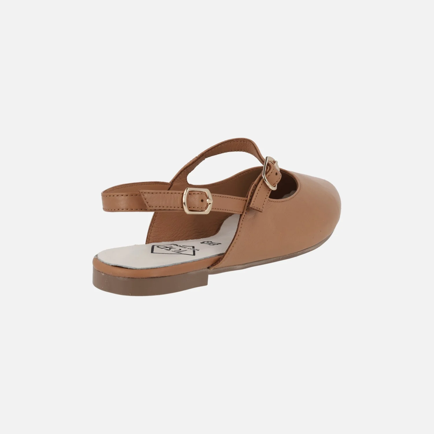 Bailarinas destalonadas en piel con tira de hebilla al empeine - Image 4