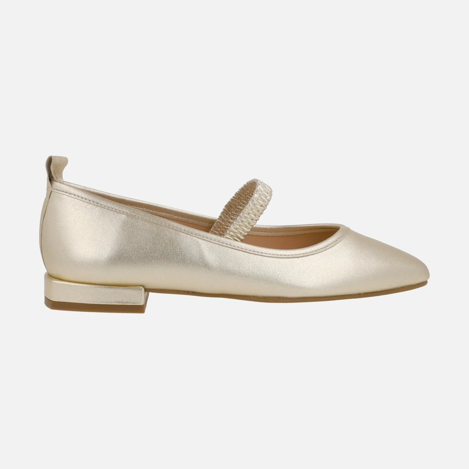 Bailarinas mercedes de piel en color oro con pulsera elástica