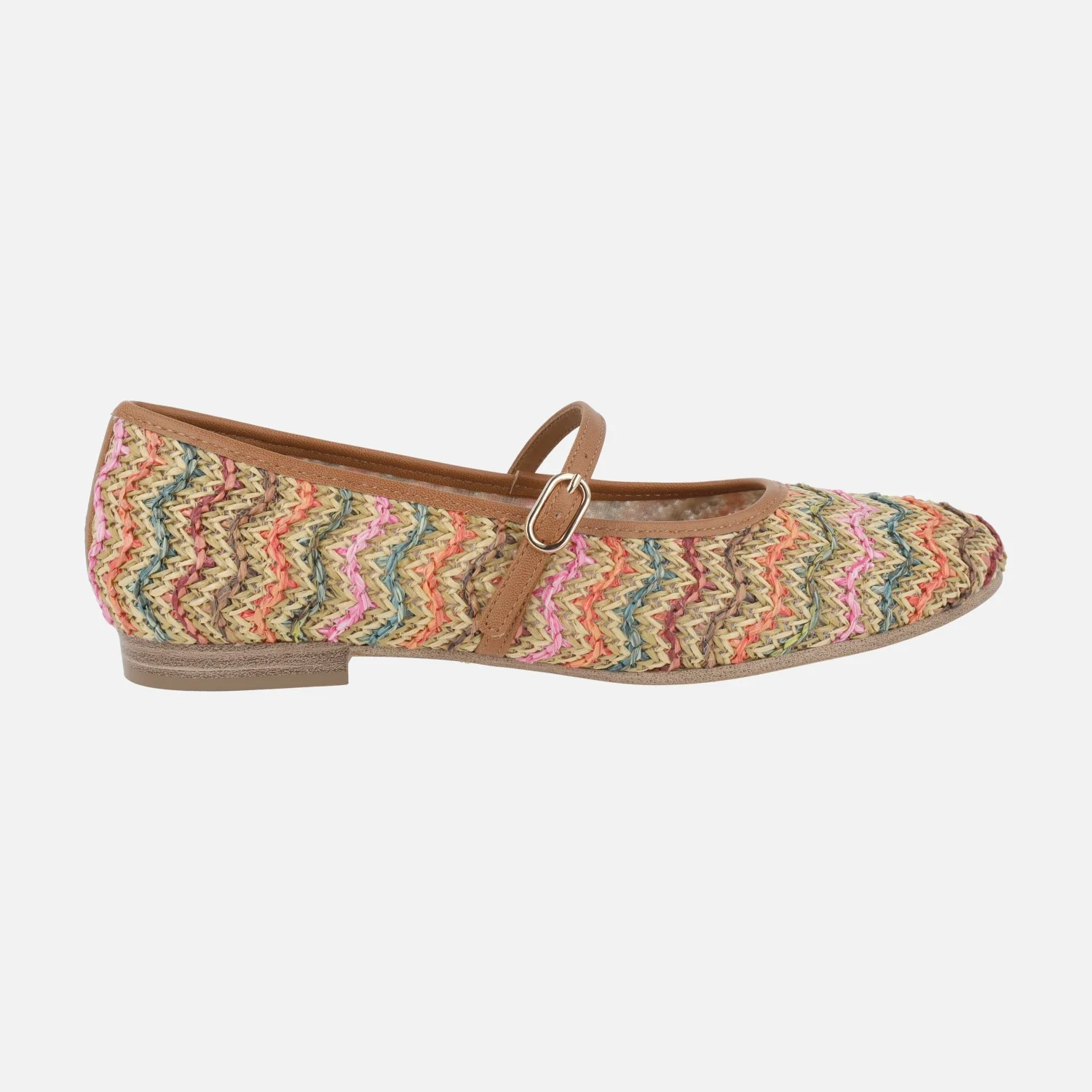 Bailarinas merceditas en combinado rafia multicolor