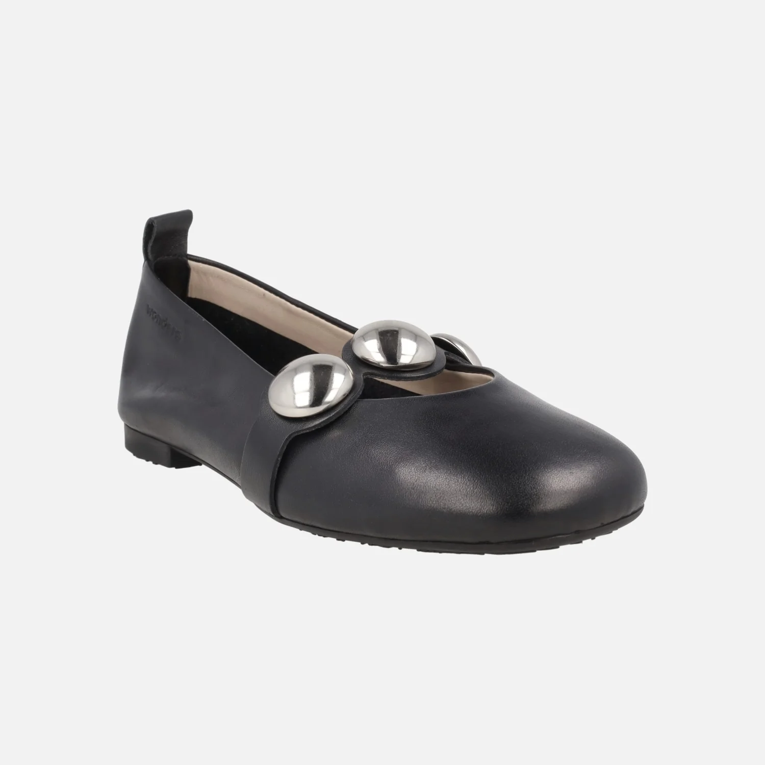 Bailarinas negras de piel Lulu 04 con tira de tachas grandes al empeine - Image 2