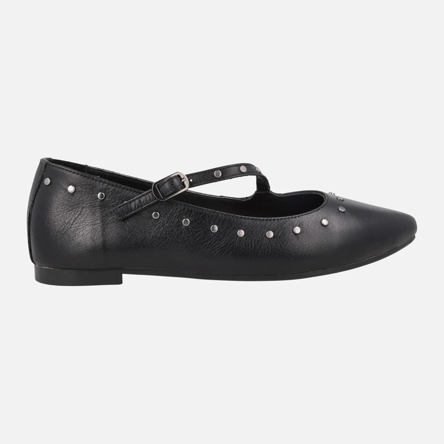 Bailarinas planas de piel con detalle de tachas y pulsera