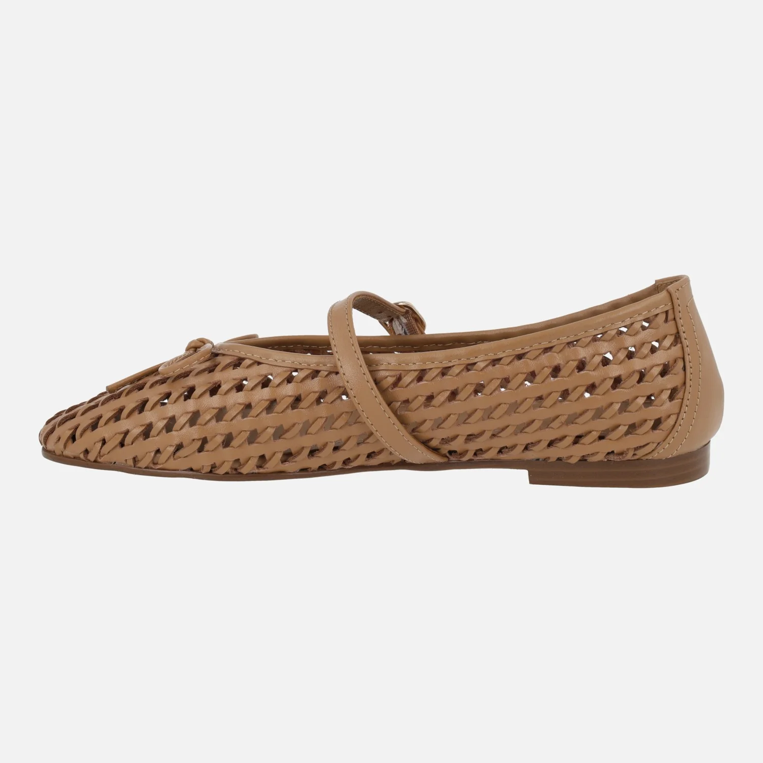 Bailarinas trenzadas de piel camel con pulsera y lazo Candem - Image 3