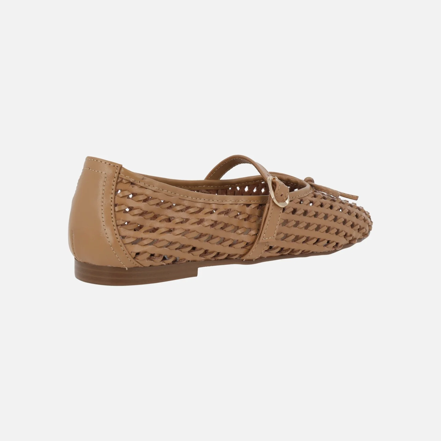 Bailarinas trenzadas de piel camel con pulsera y lazo Candem - Image 4