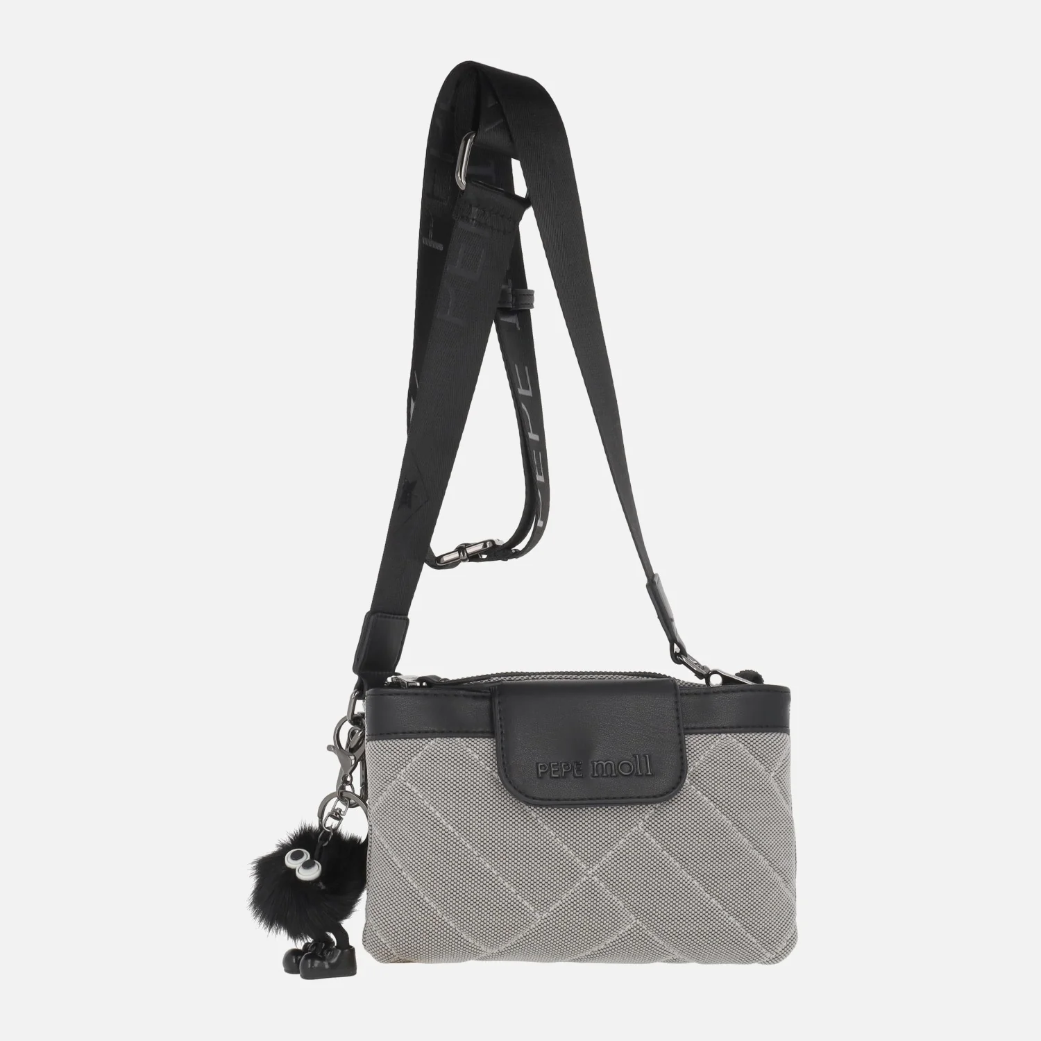 Bolsos bandolera con diseño acolchado y adorno de pompón