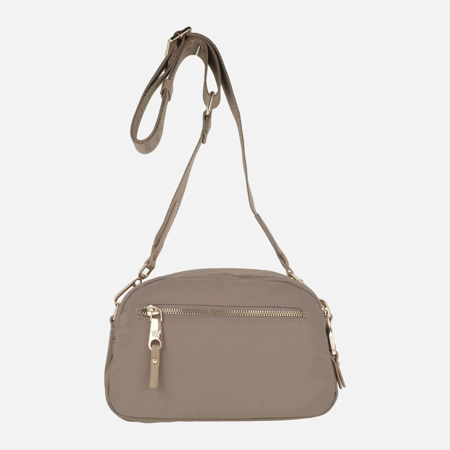 Bolsos bandolera con doble compartimento en tejido taupe - Image 3
