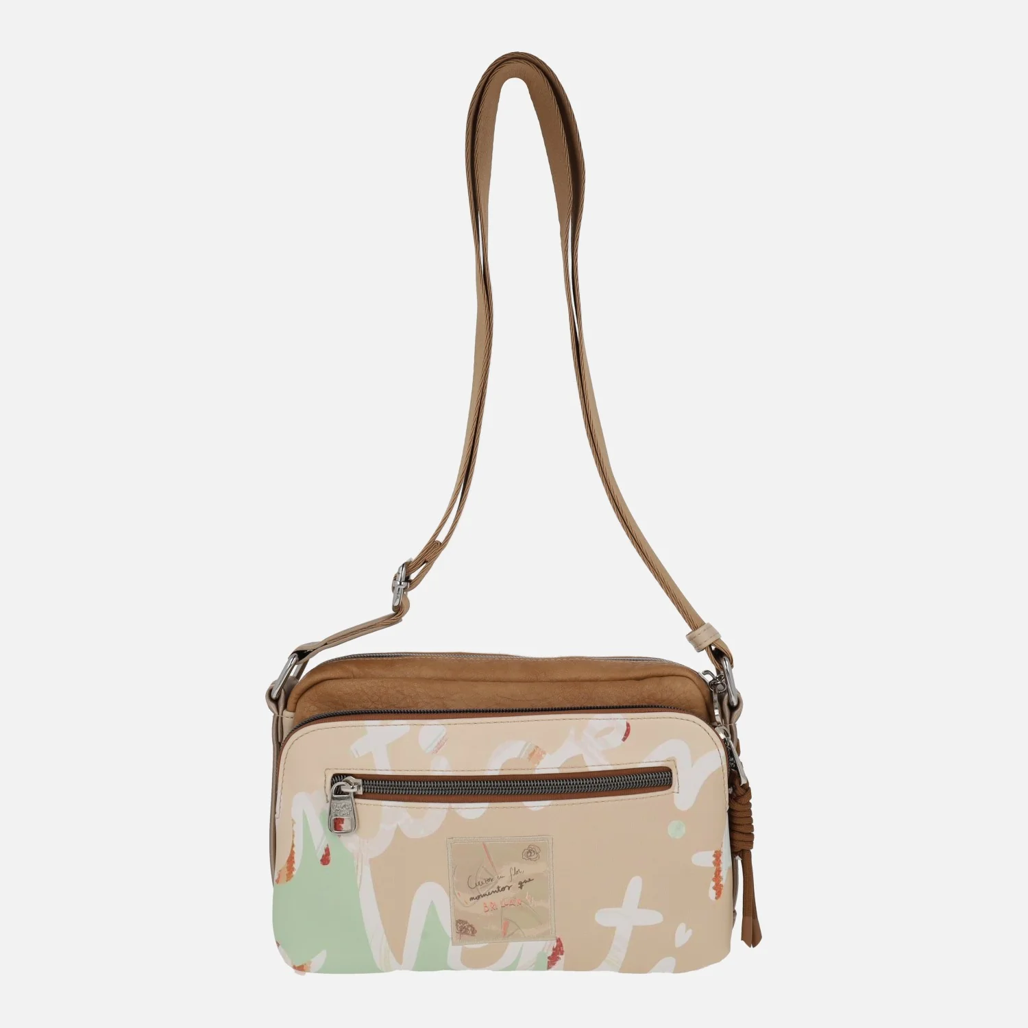 Bolsos bandolera con múltiples bolsillos en combinado camel - Image 3