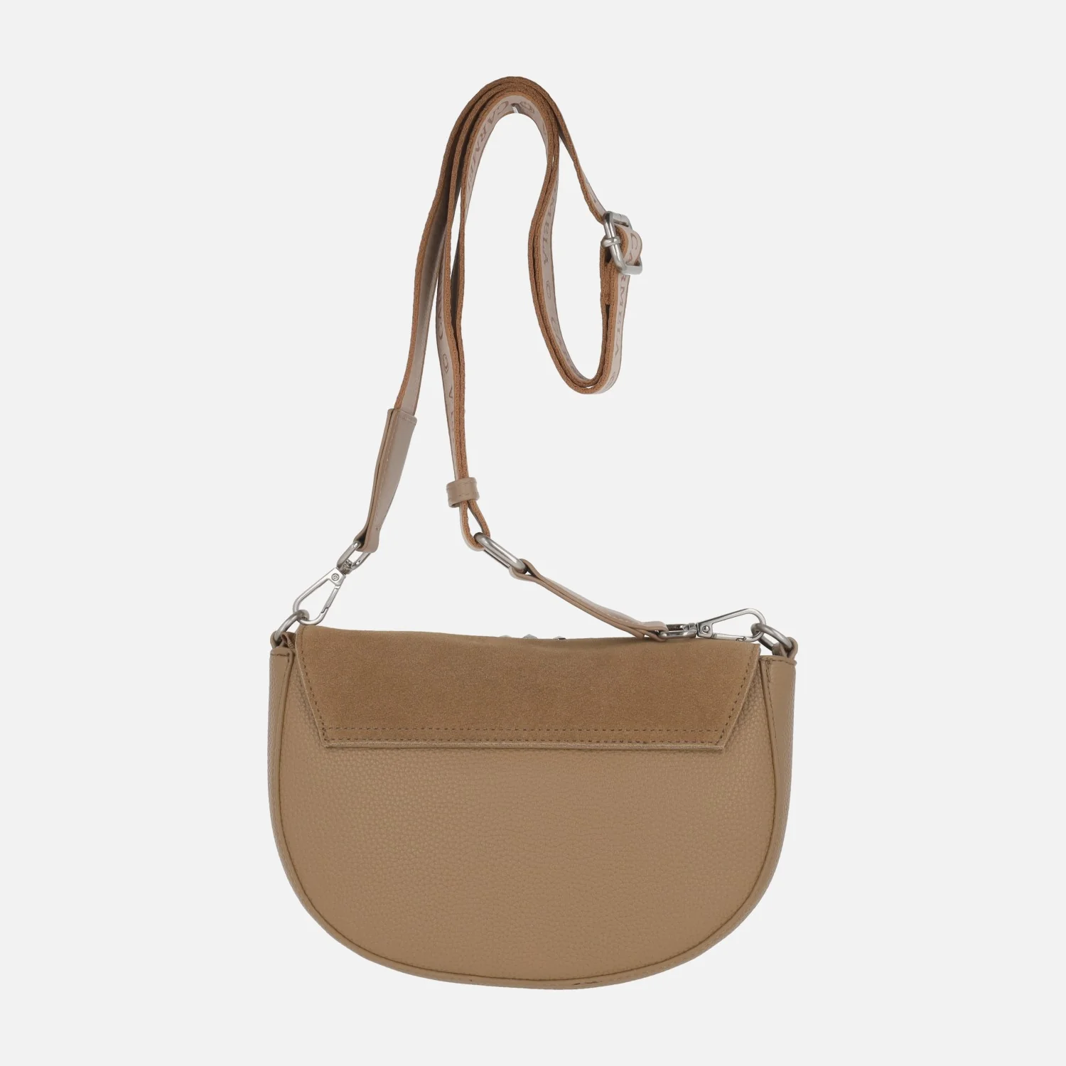 Bolsos bandolera con tapa en serraje camel y detalles de pedrería - Image 3