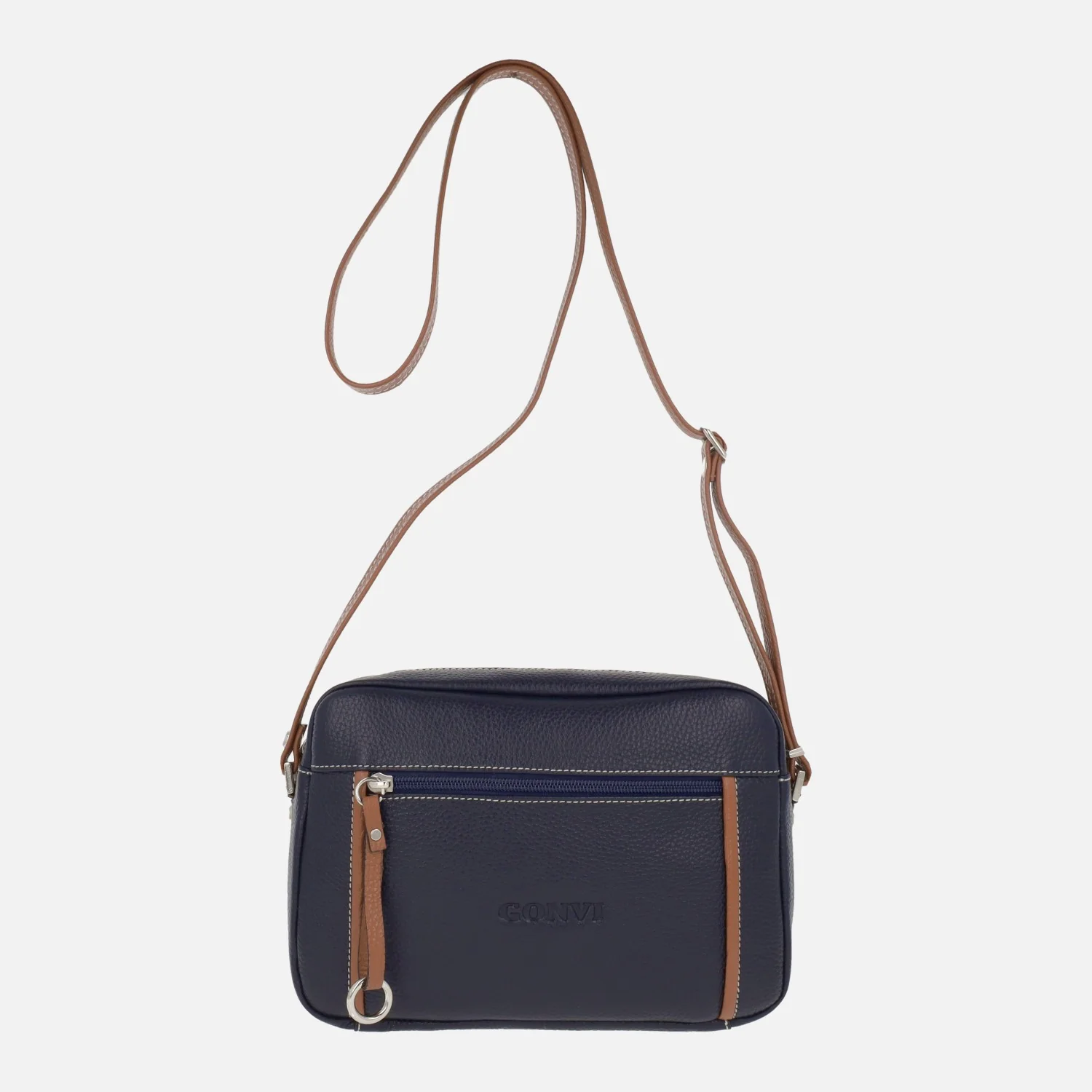 Bolsos bandolera de piel con bolsillo delantero y trasero