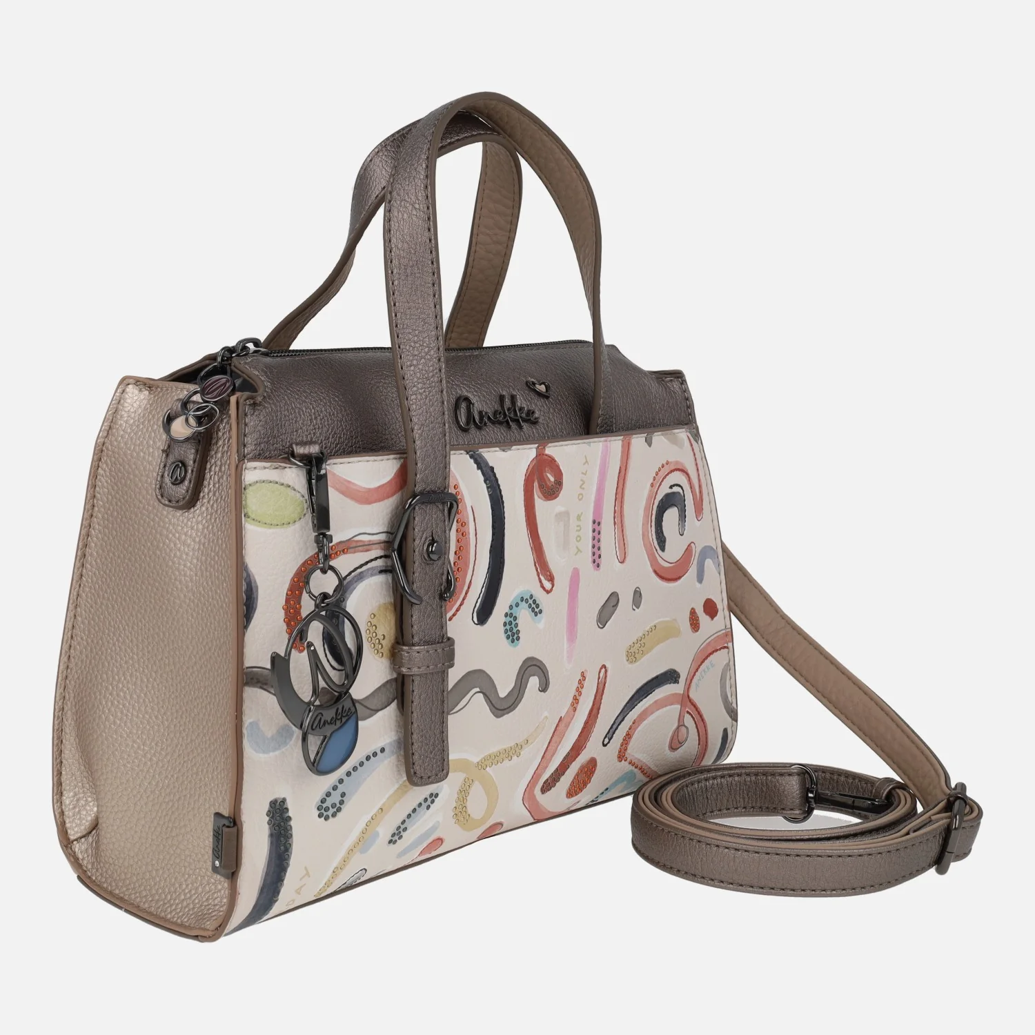 Bolsos de mano con asa bandolera y estampado de color Olympia - Image 3
