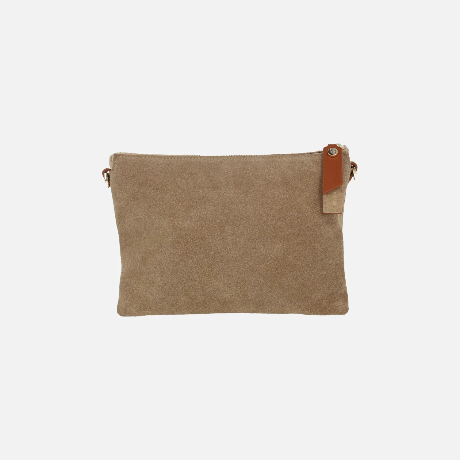 Bolsos de piel en serraje arena con detalles metalizados Marcela - Image 3