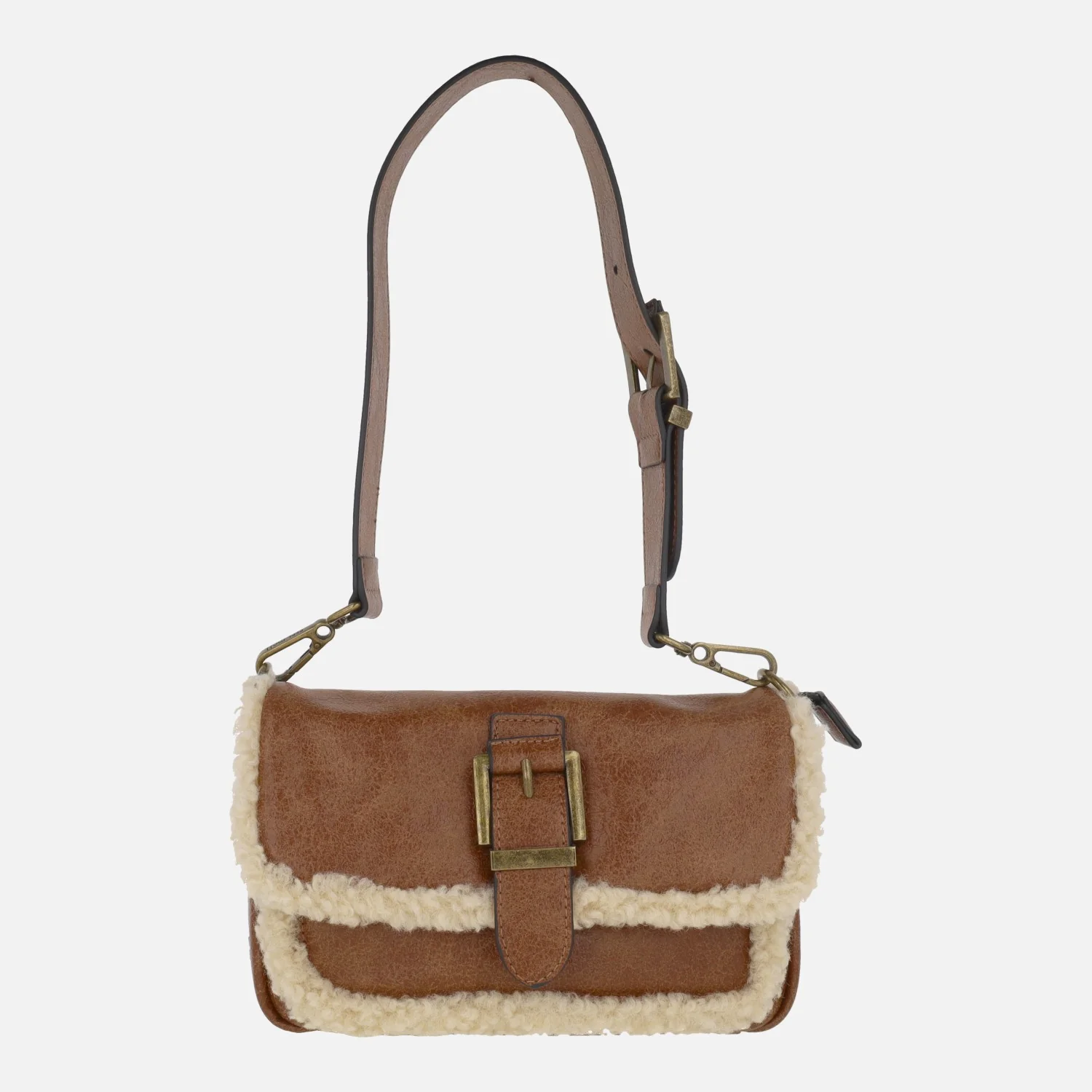 Bolsos doble posición hombro/bandolera con detalles en borreguillo