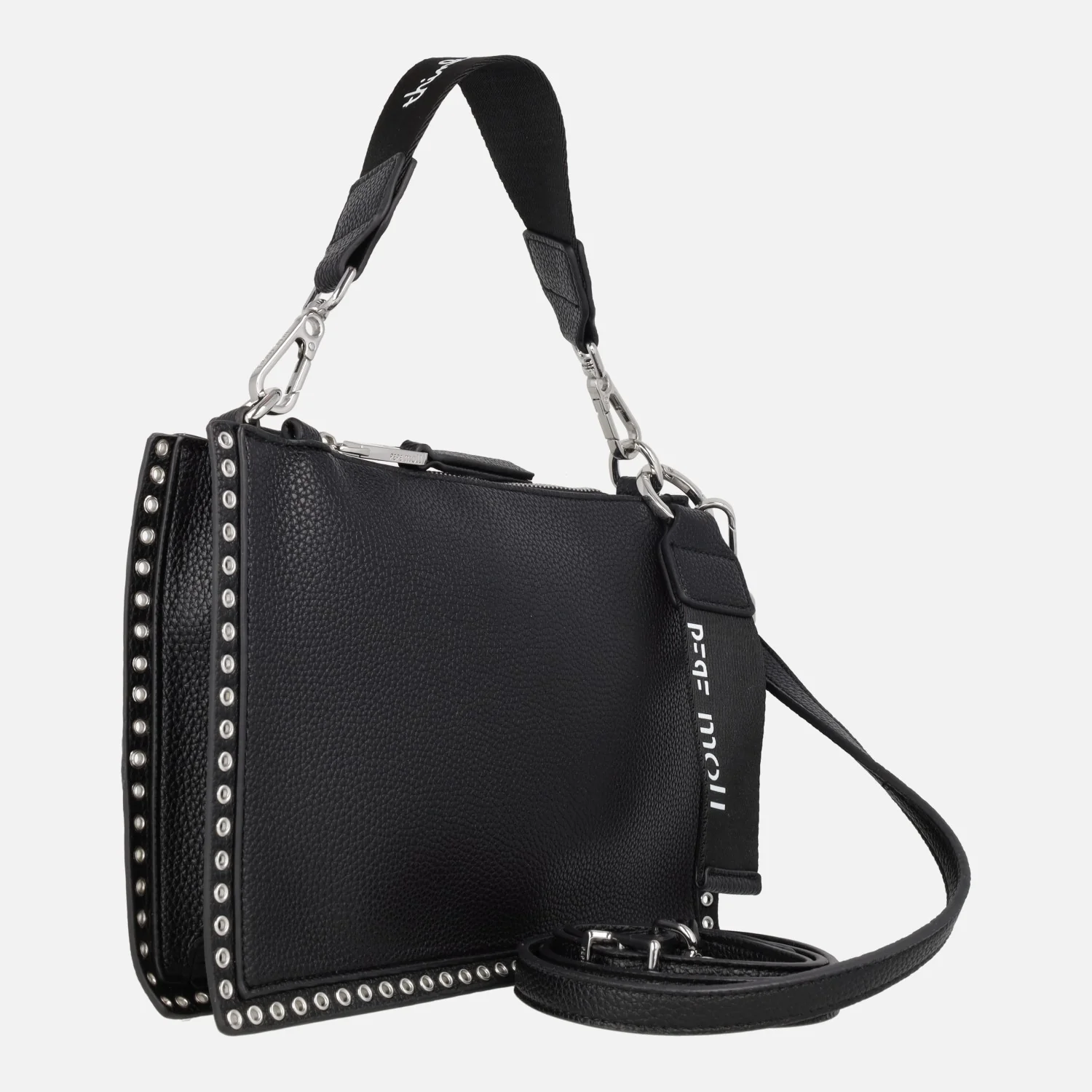 Bolsos en negro con detalle de remaches plateados y doble asa - Image 2