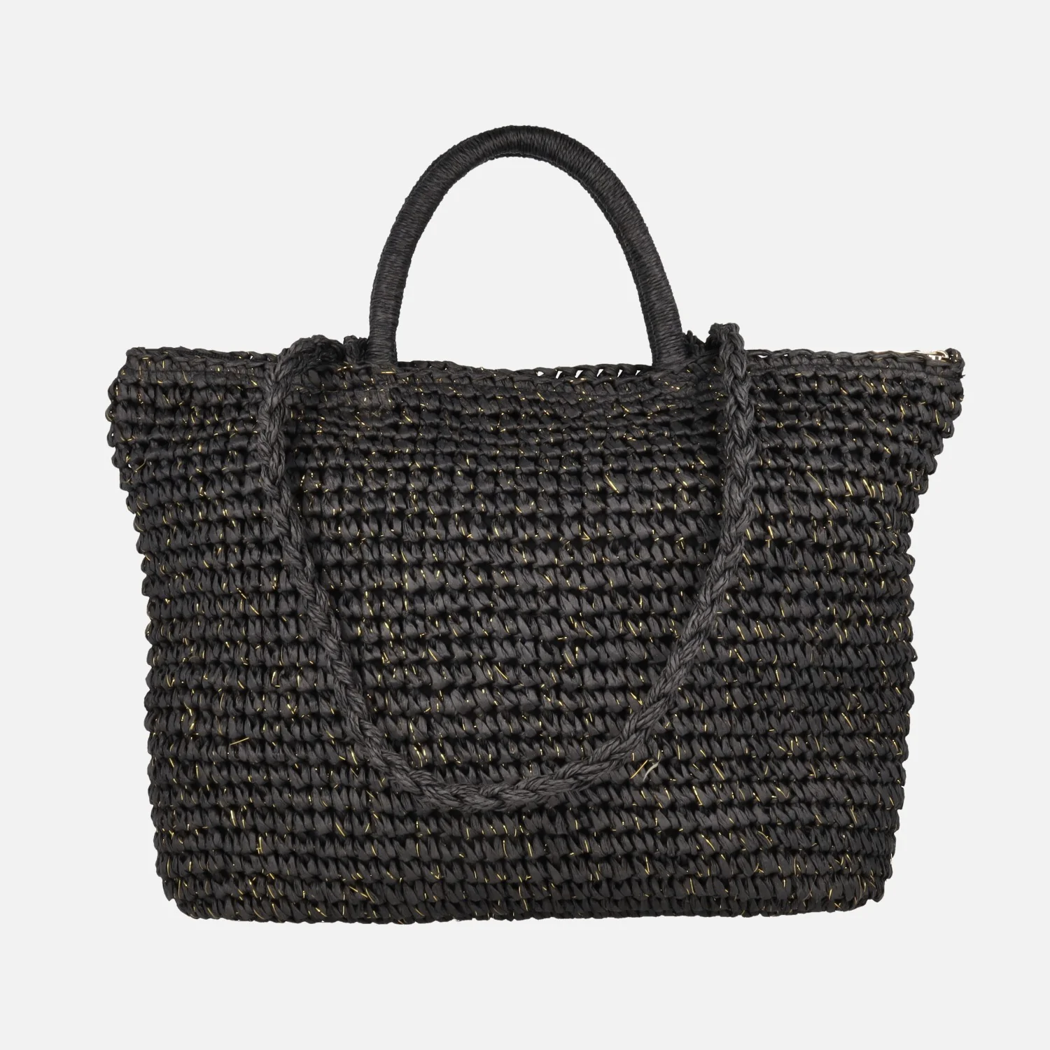Bolsos Lewis en rafia color negro con destellos dorados - Image 3