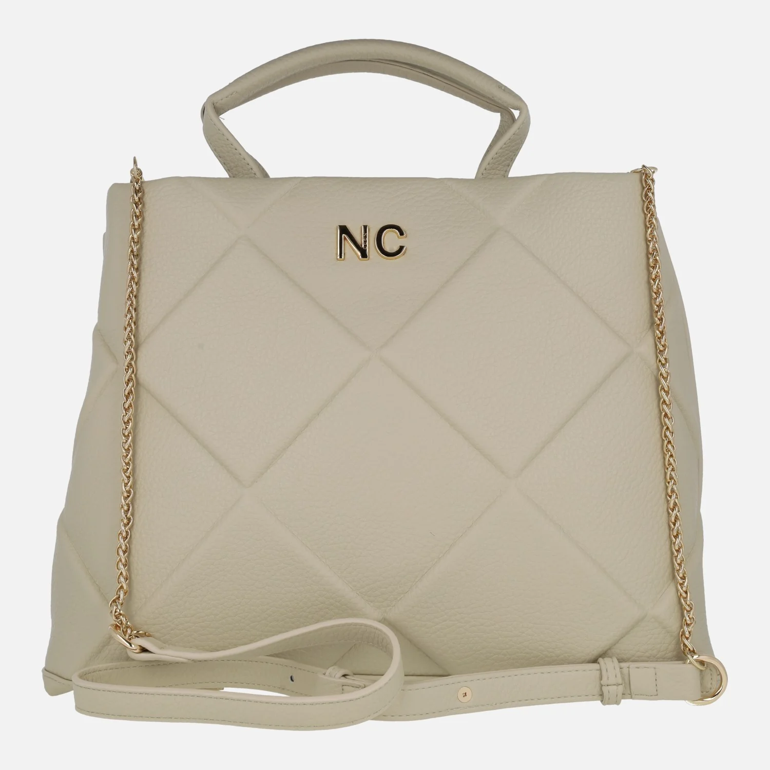 Bolsos multi posición beige con diseño acolchado de rombos - Image 2
