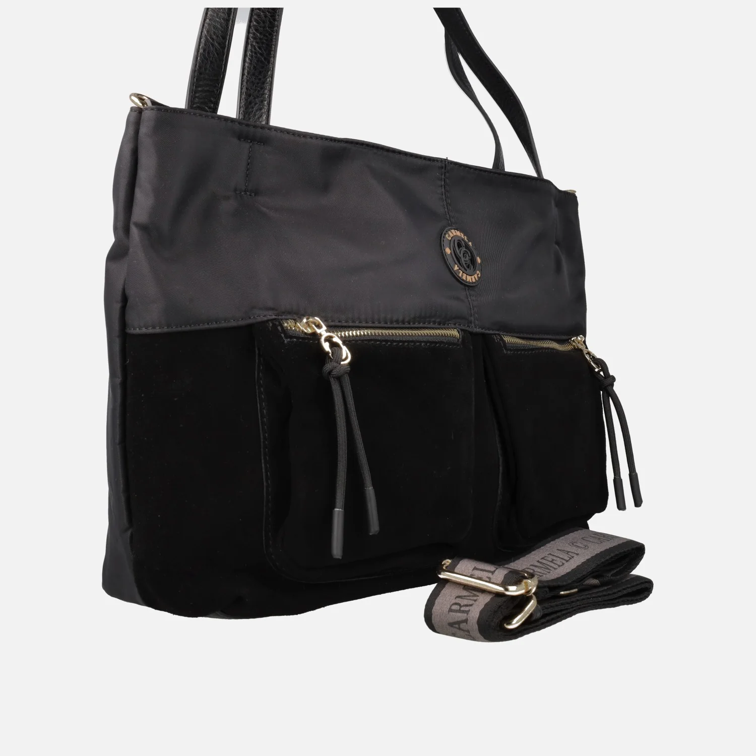 Bolsos multi posición combinados en tejido y serraje x Carmela - Image 4
