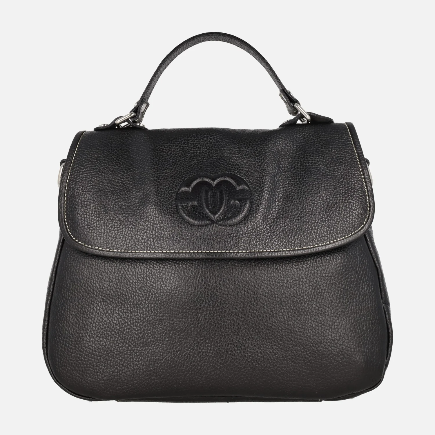 Bolsos negros de mano en piel con tapa y asa bandolera