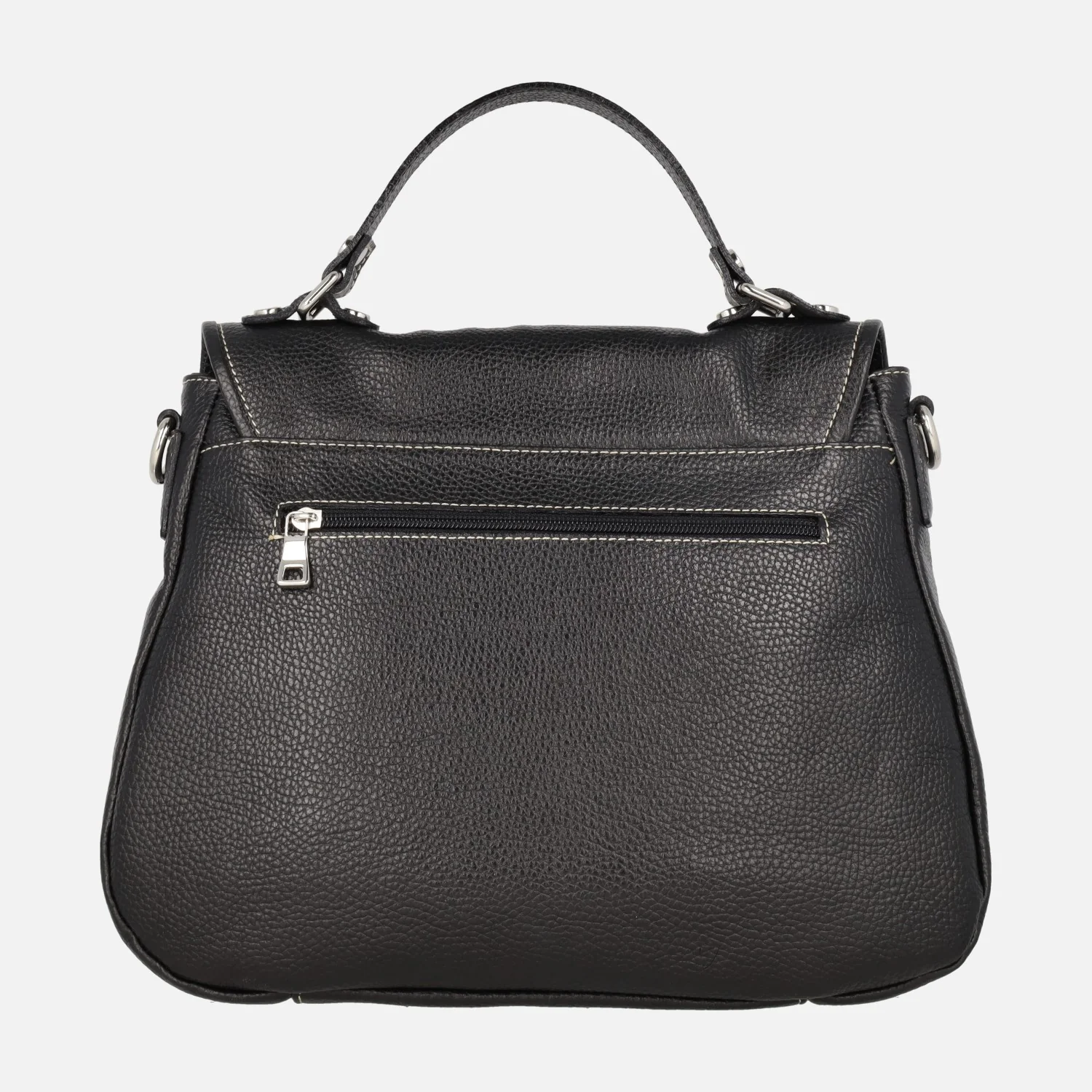 Bolsos negros de mano en piel con tapa y asa bandolera - Image 3
