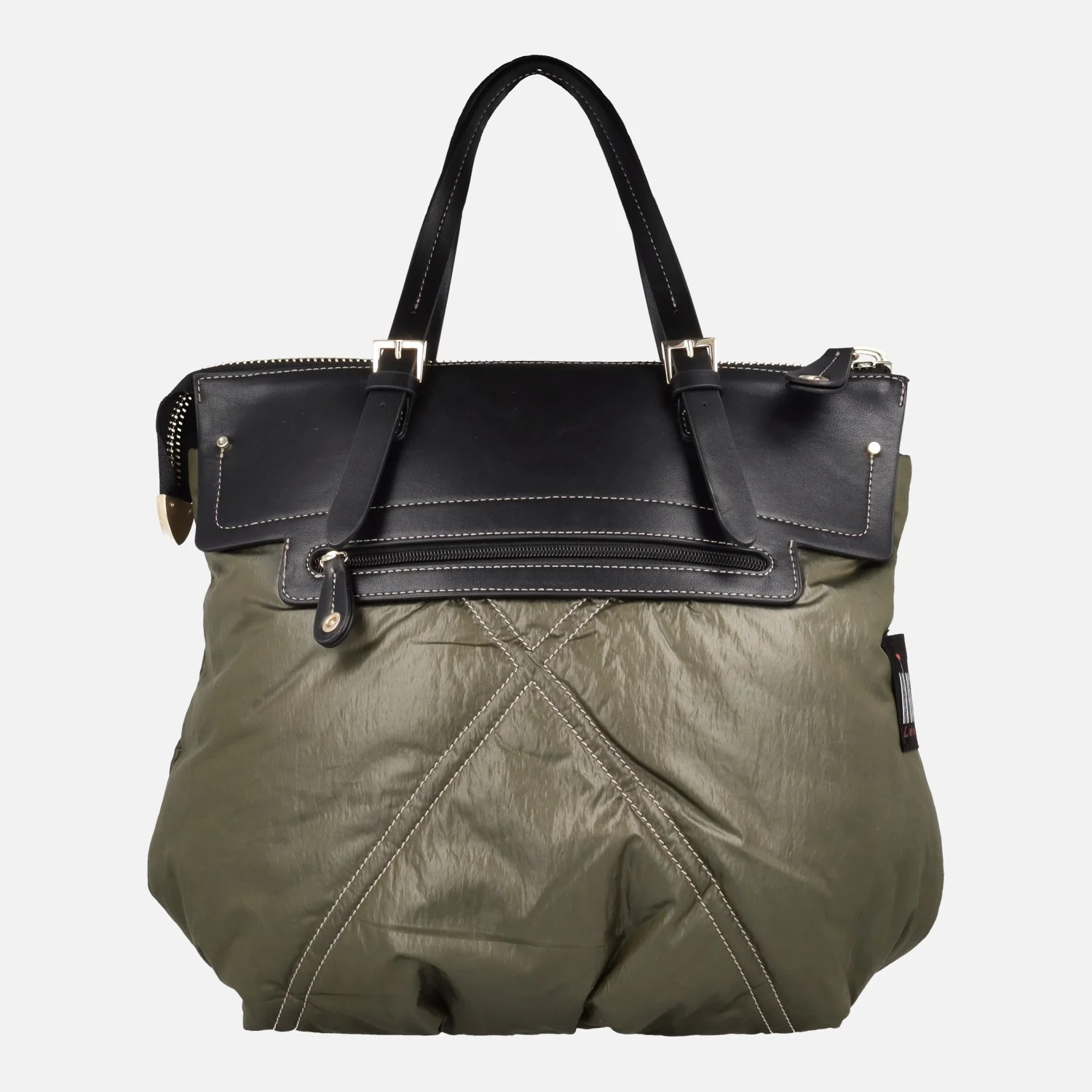 Bolsos para hombro en acolchado verde con detalles en negro - Image 2