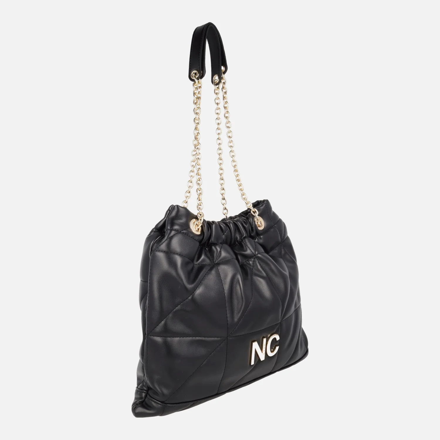 Bolsos tipo saco en acolchado negro con cadena - Image 4