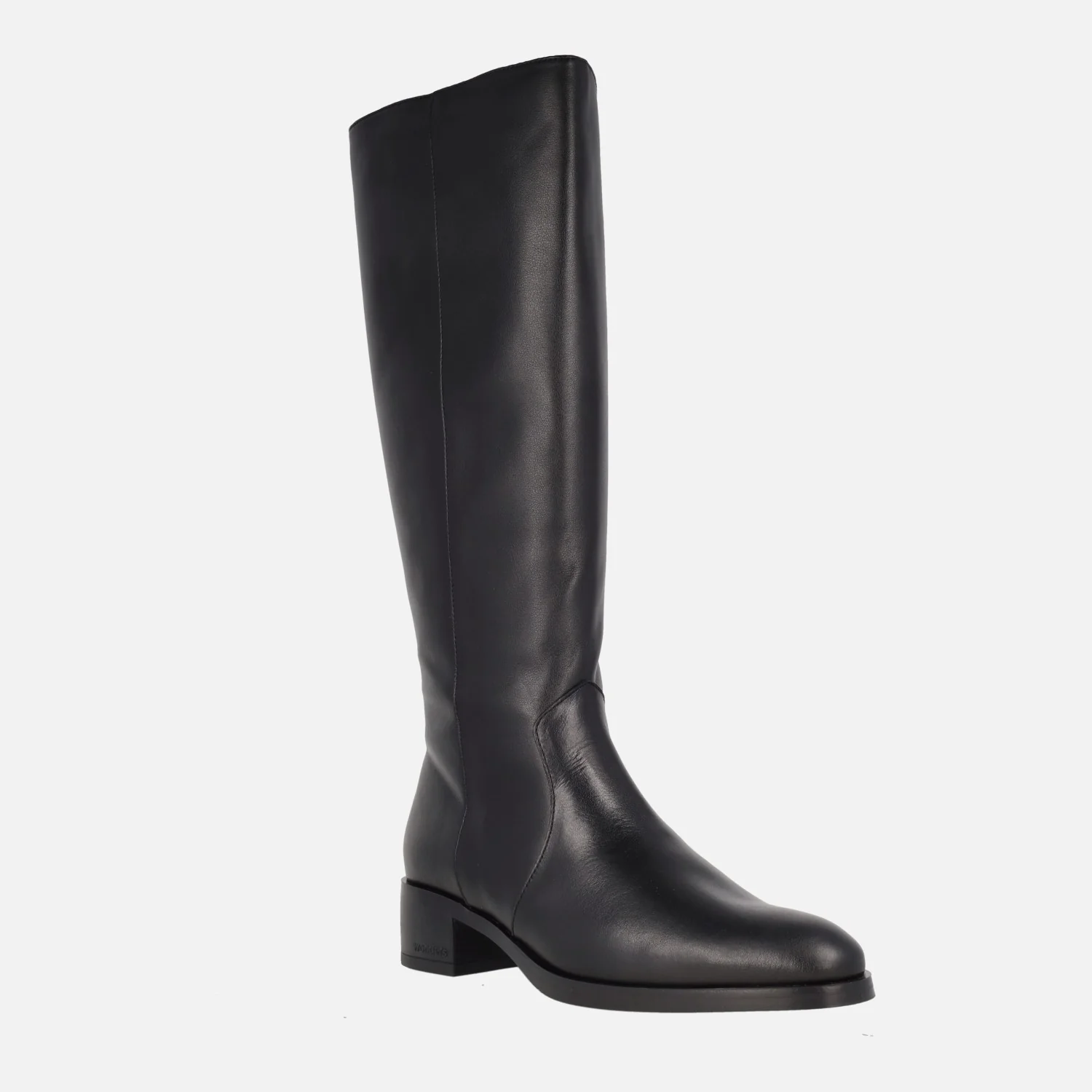 Botas altas Bonjour 03 en piel negra con tacón bajo - Image 2