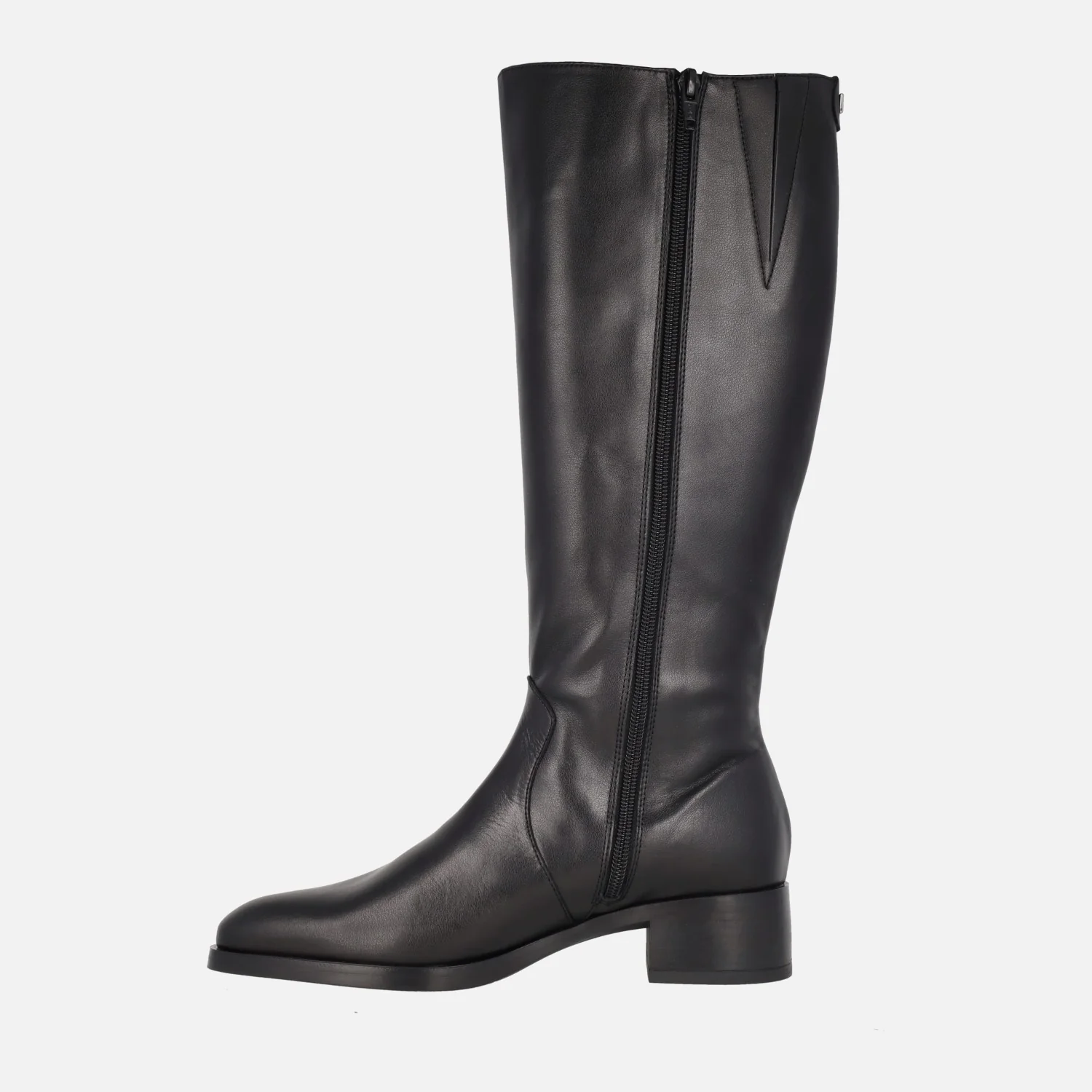 Botas altas Bonjour 03 en piel negra con tacón bajo - Image 3