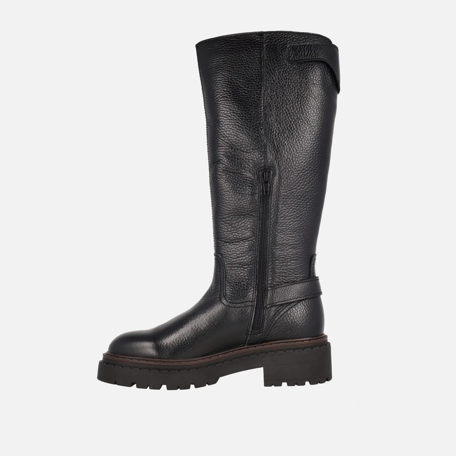 Botas altas Cecilia en piel negra con adorno de hebillas - Image 4