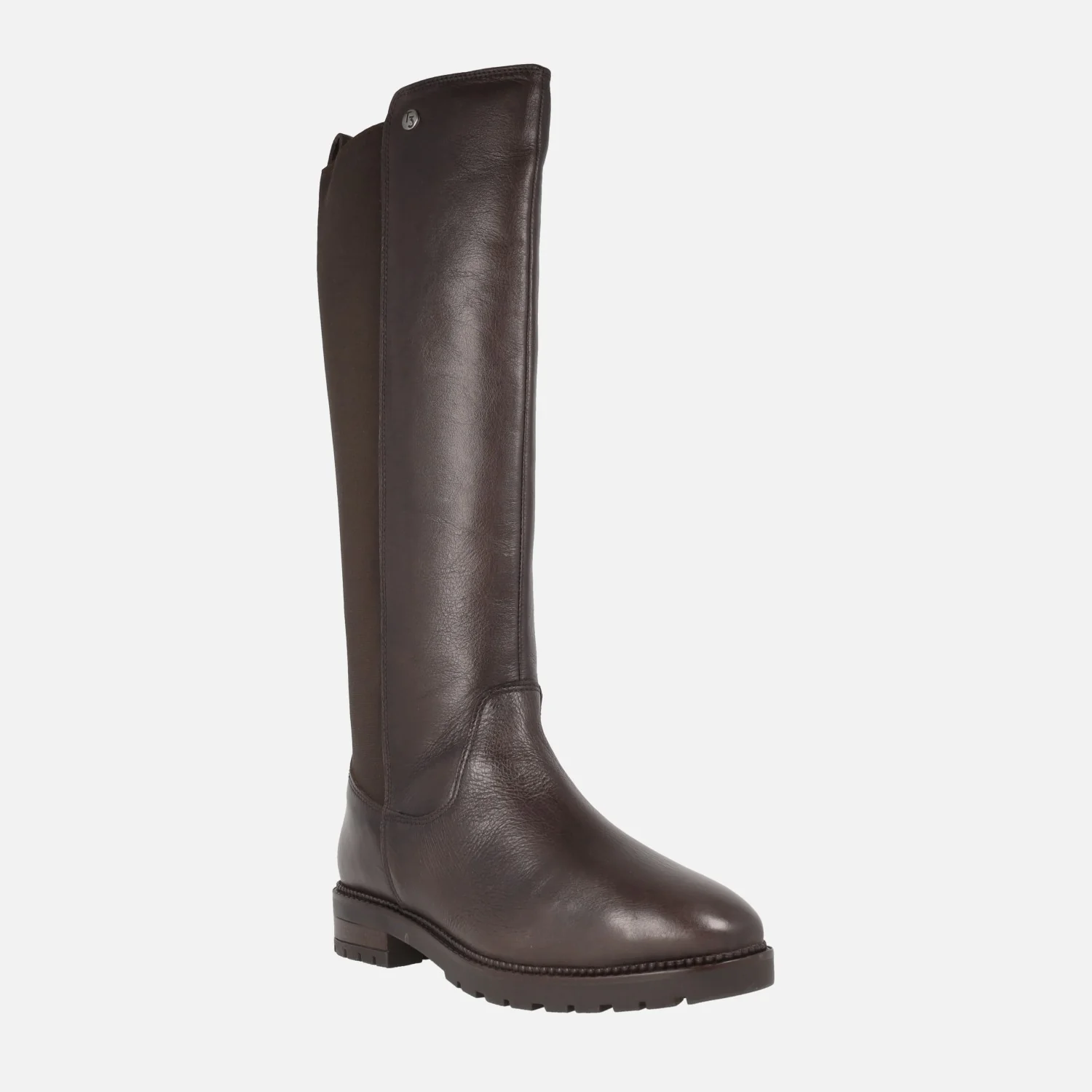 Botas altas de piel con parte trasera en tejido elástico - Image 2