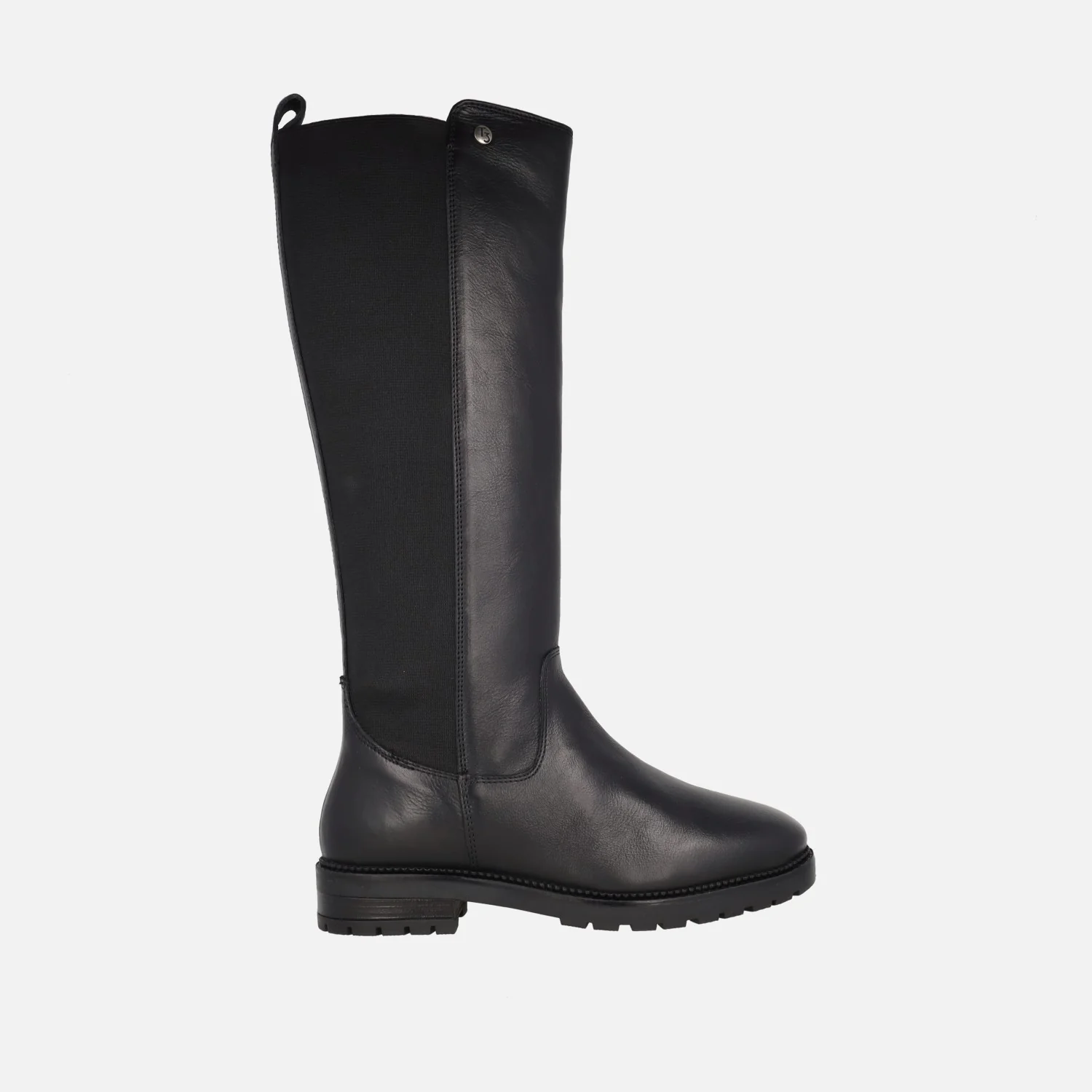 Botas altas de piel con parte trasera en tejido elástico - Image 5