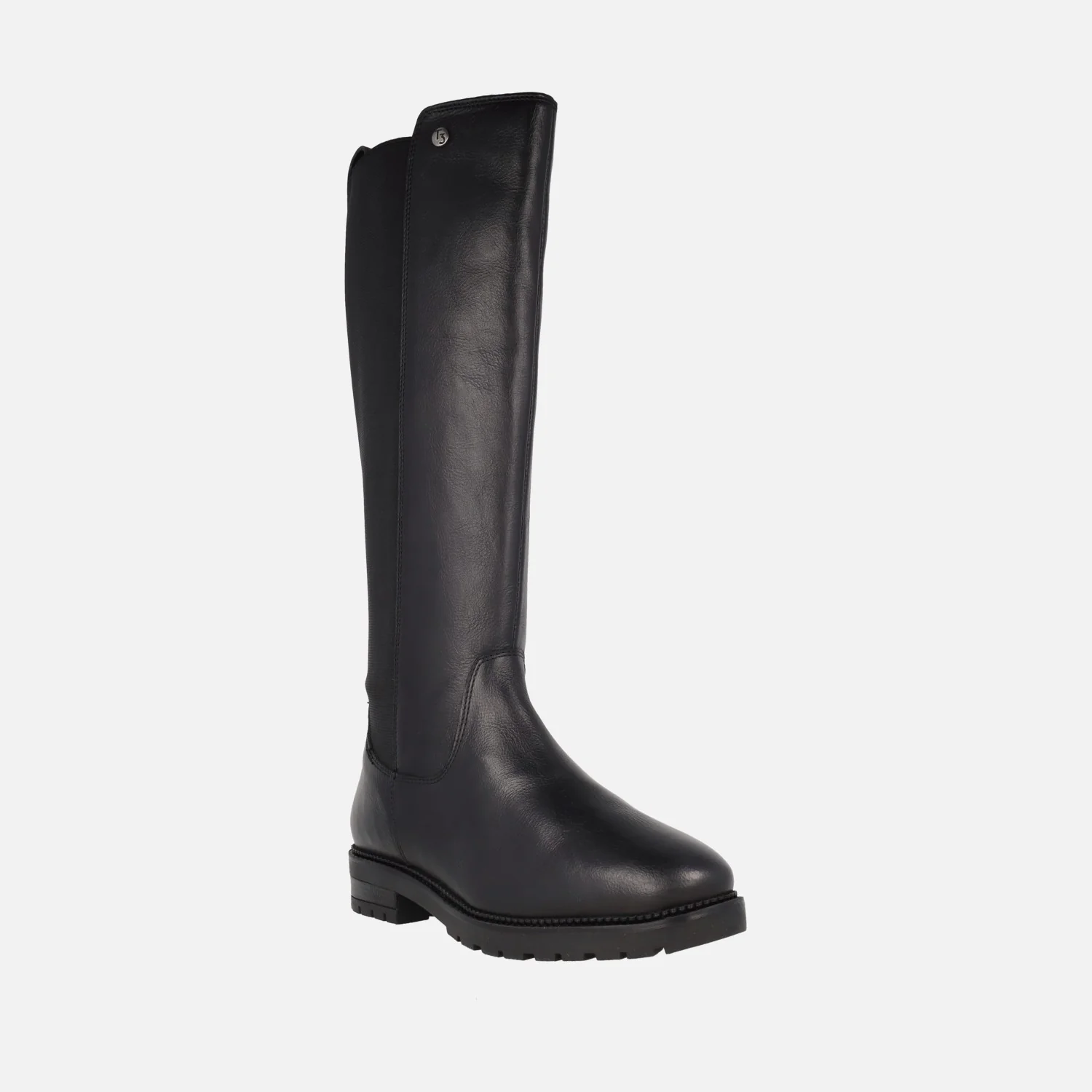 Botas altas de piel con parte trasera en tejido elástico - Image 6