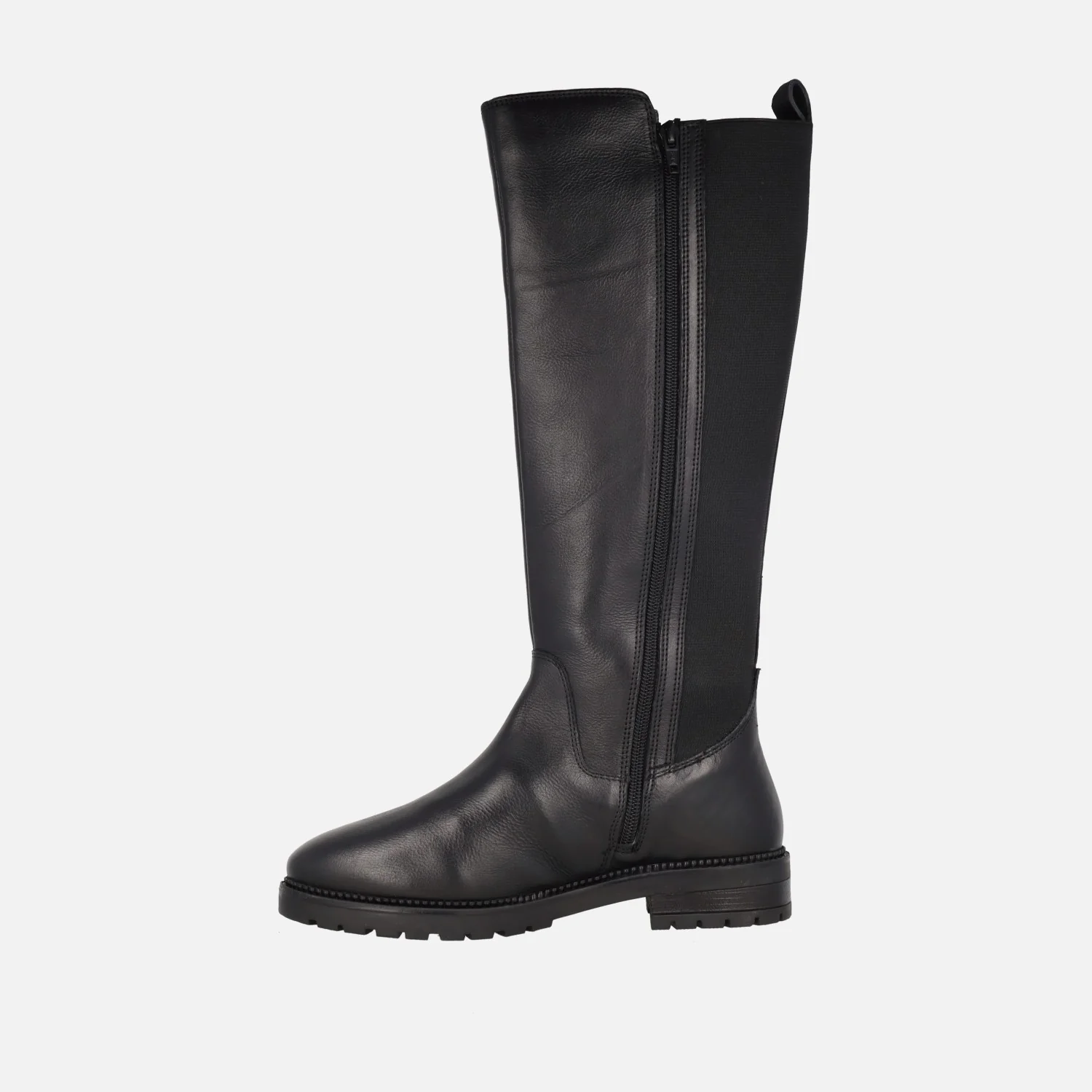 Botas altas de piel con parte trasera en tejido elástico - Image 7