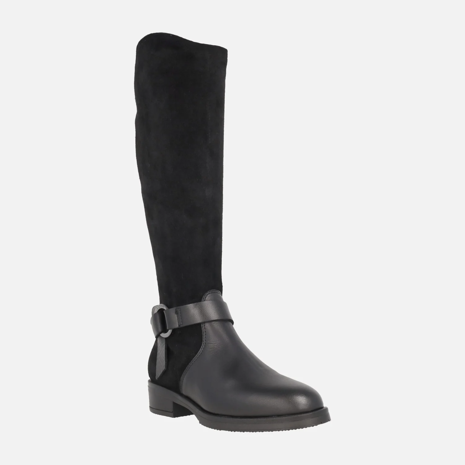 Botas altas en combinado de piel y ante con adorno metálico - Image 2