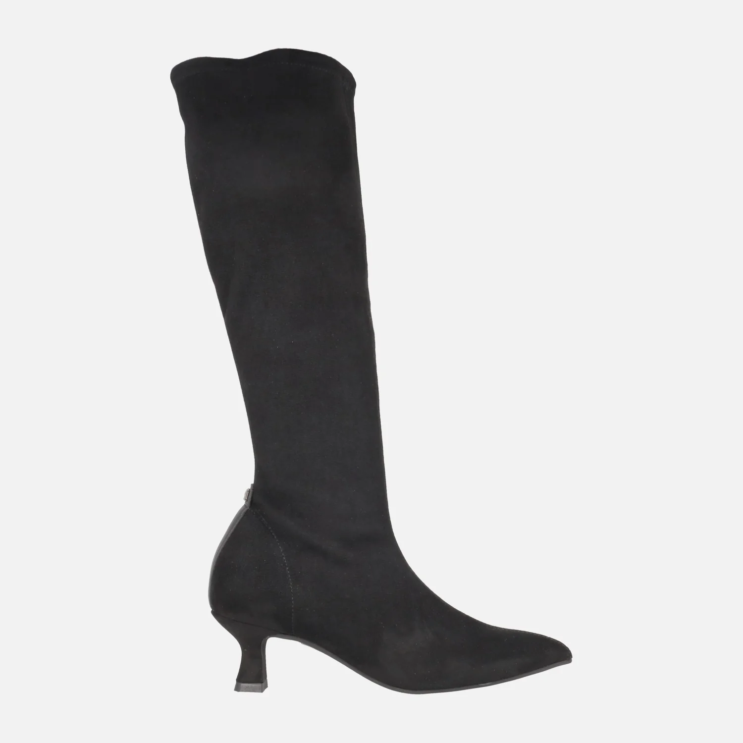 Botas altas Yantai en tejido elástico negro efecto ante