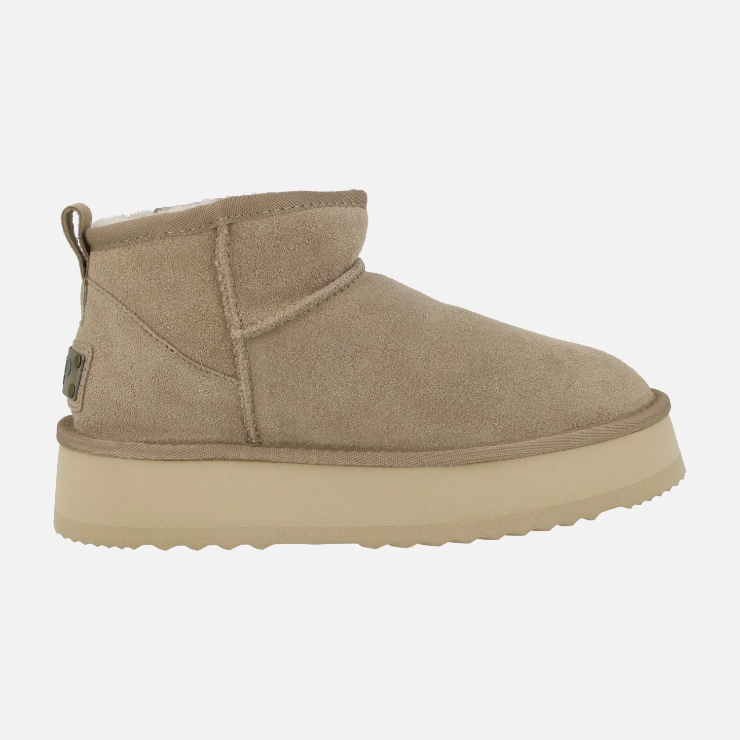 Botas australianas Melide en serraje beige con plataforma