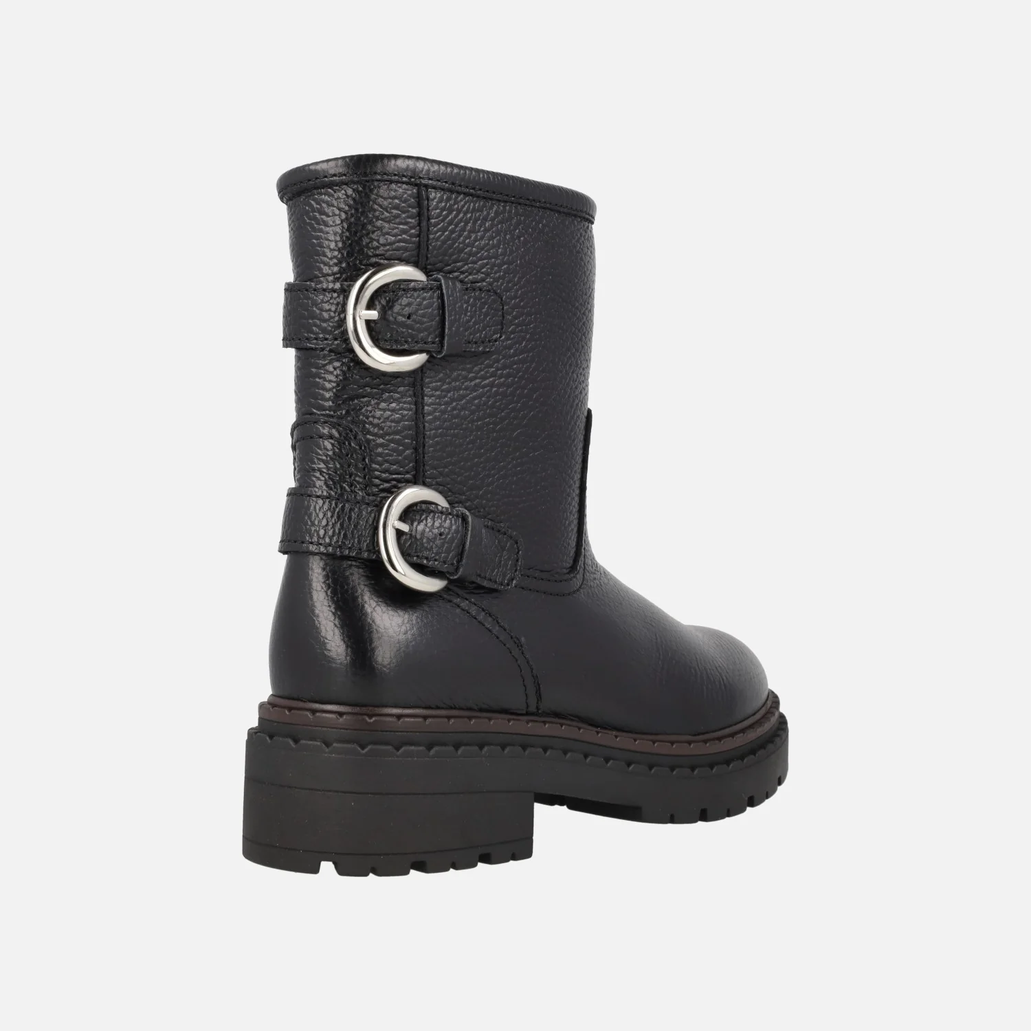 Botas bajas Azalea en piel negra con adorno de hebillas - Image 3