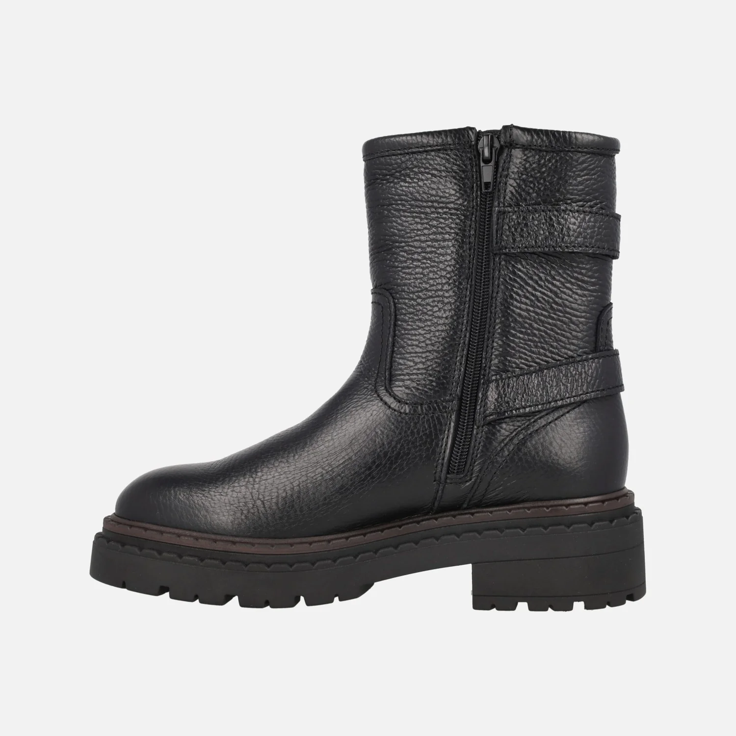 Botas bajas Azalea en piel negra con adorno de hebillas - Image 4