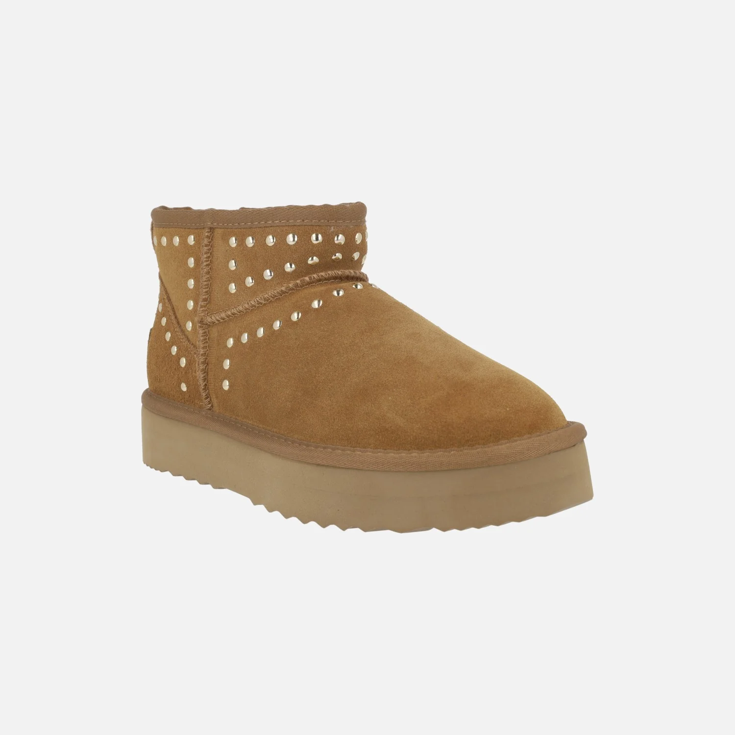 Botas bajas de serraje forradas de pelo con tachas doradas Agder - Image 2