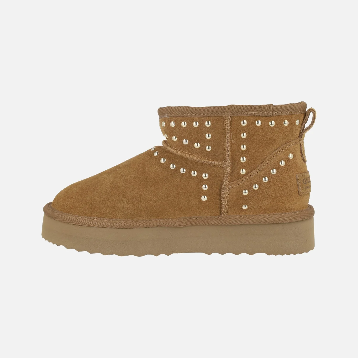 Botas bajas de serraje forradas de pelo con tachas doradas Agder - Image 4